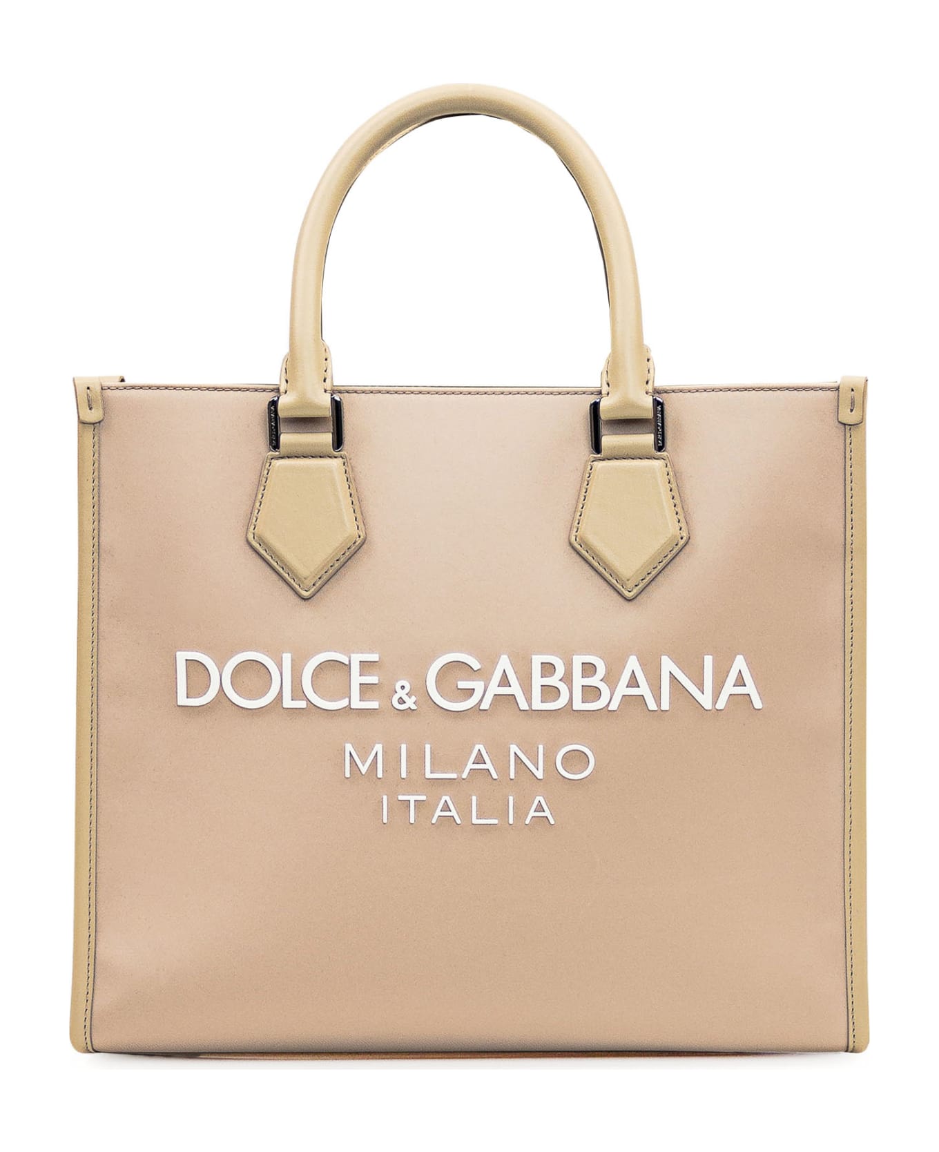 Dolce & Gabbana Shopping Bag With Logo - Desert/Beige トートバッグ
