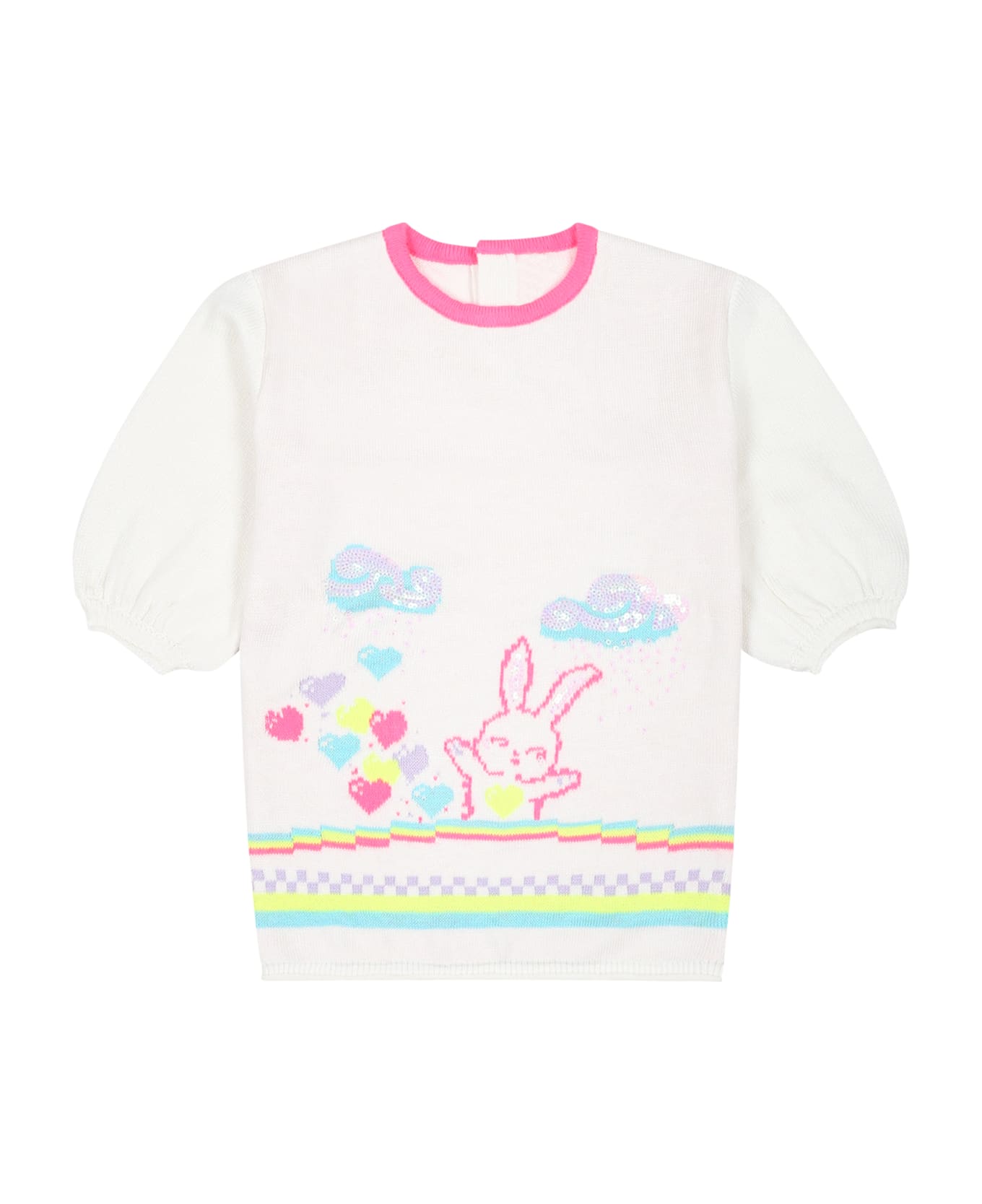 Billieblush Ivory Dress With Rabbit For Baby Girl - Multicolor
