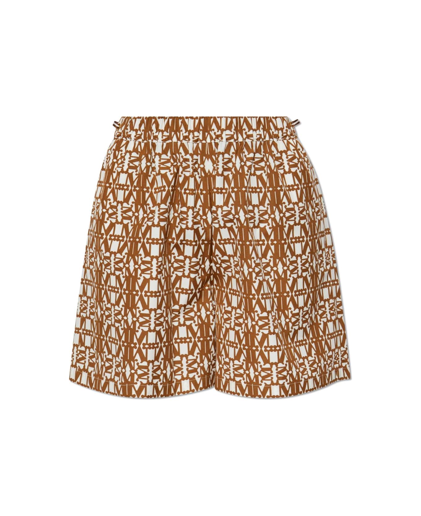 Max Mara Monogram 'taiga' Shorts - Brown/white