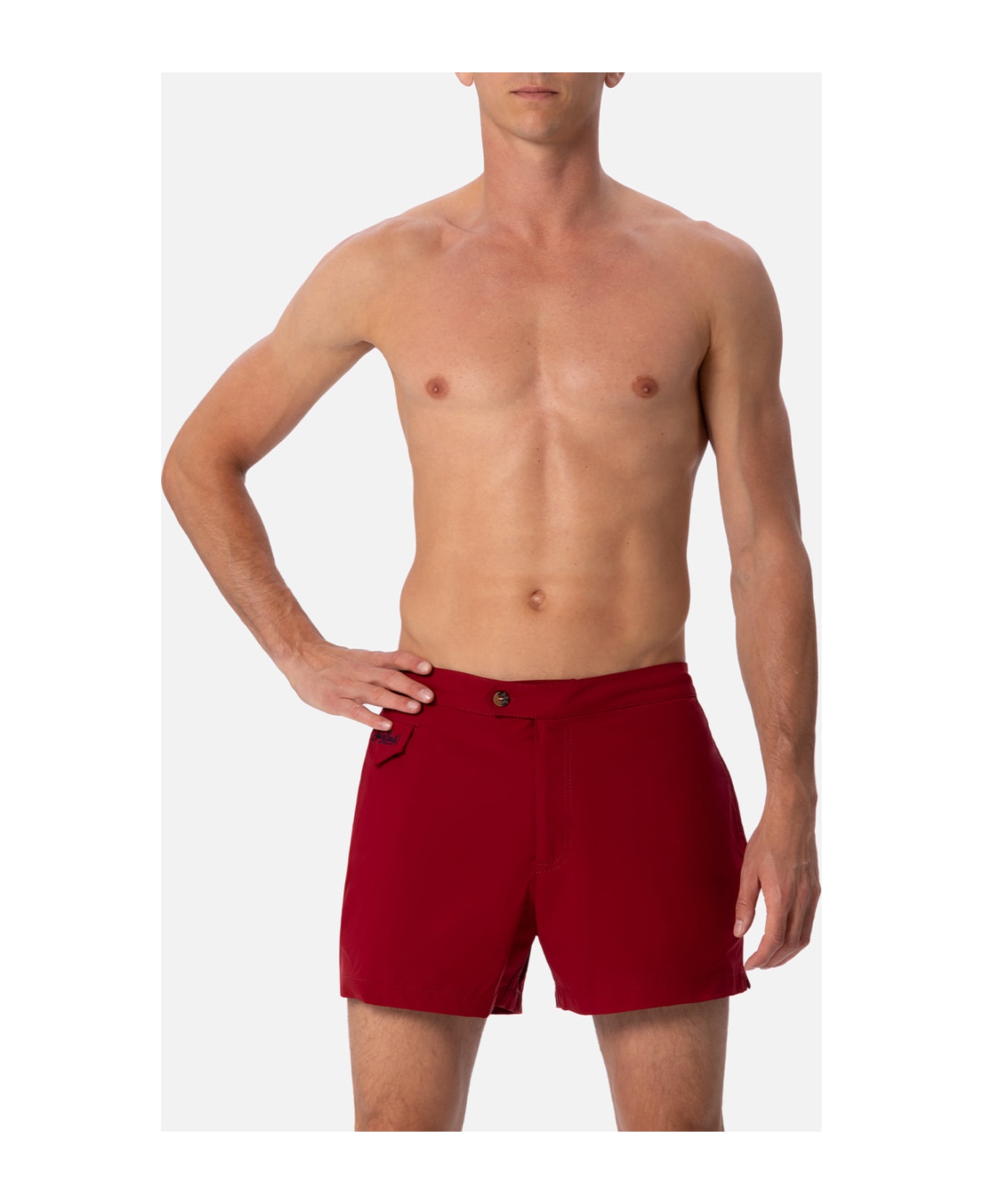MC2 Saint Barth Man Burgundy Fitted Cut Swim Shorts Harrys - RED