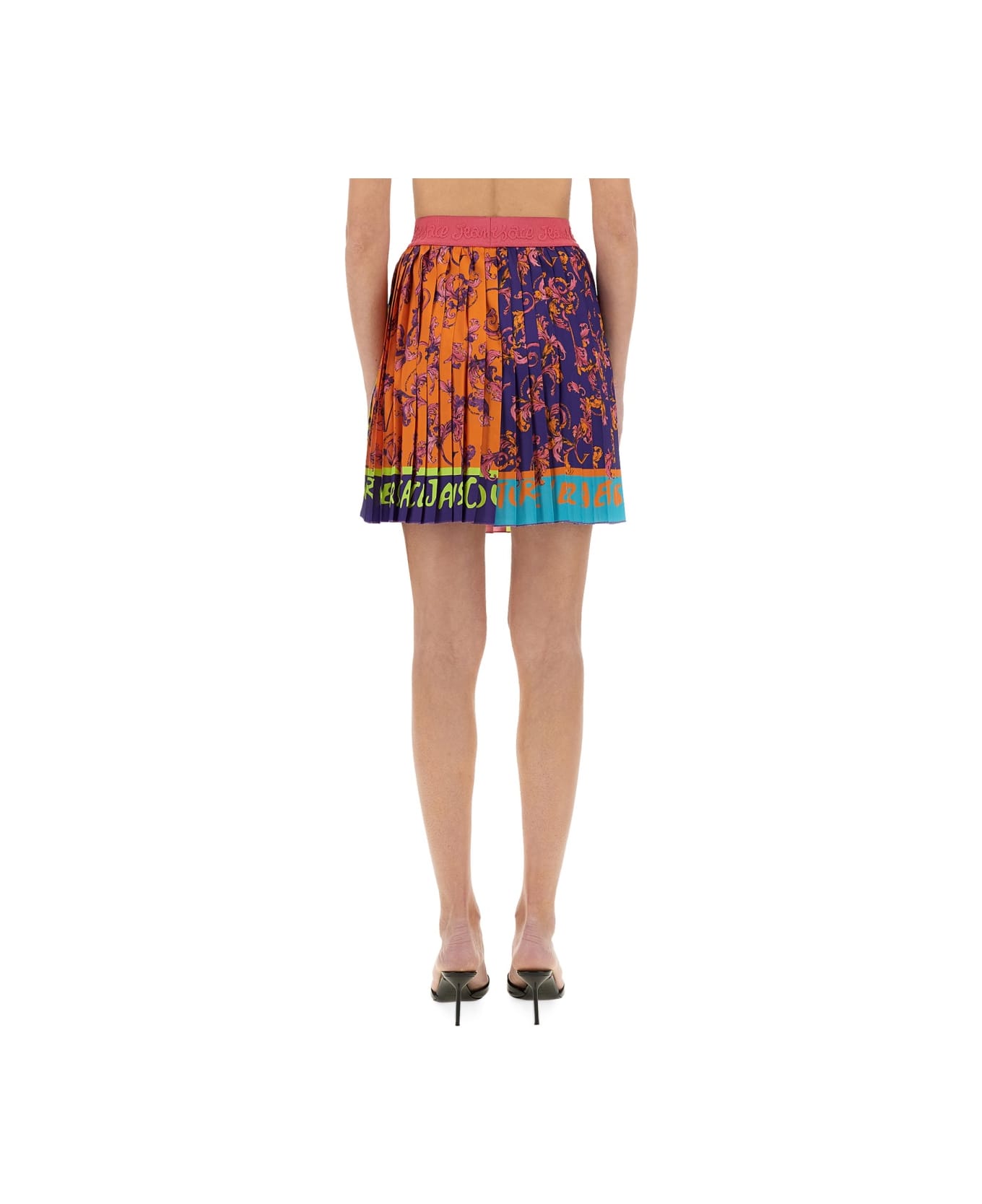 Versace Jeans Couture "outline Baroque" Mini Pleated Skirt - MULTICOLOUR