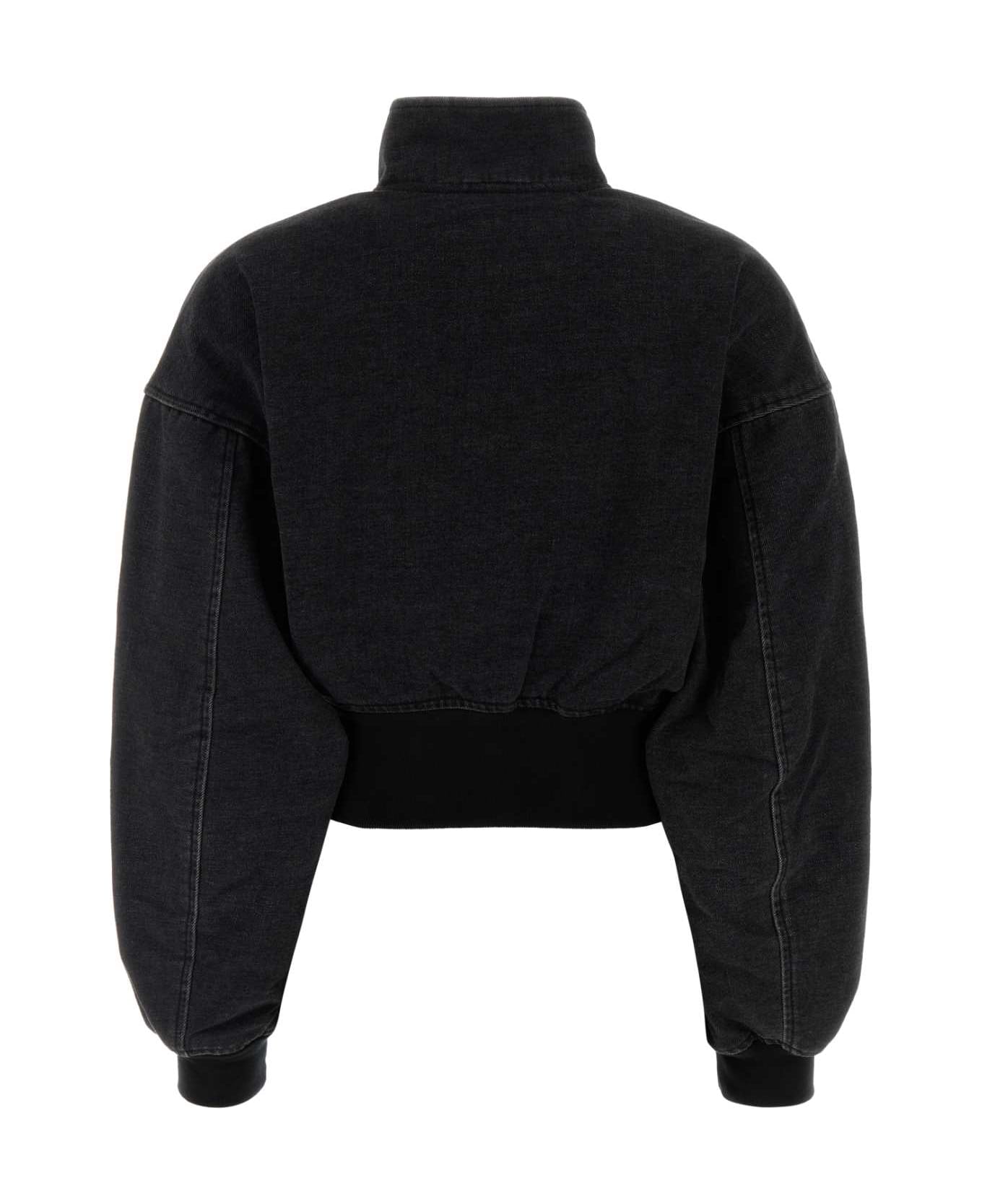 Alexander Wang Slate Denim Bomber Jacket - FADEDBLACK