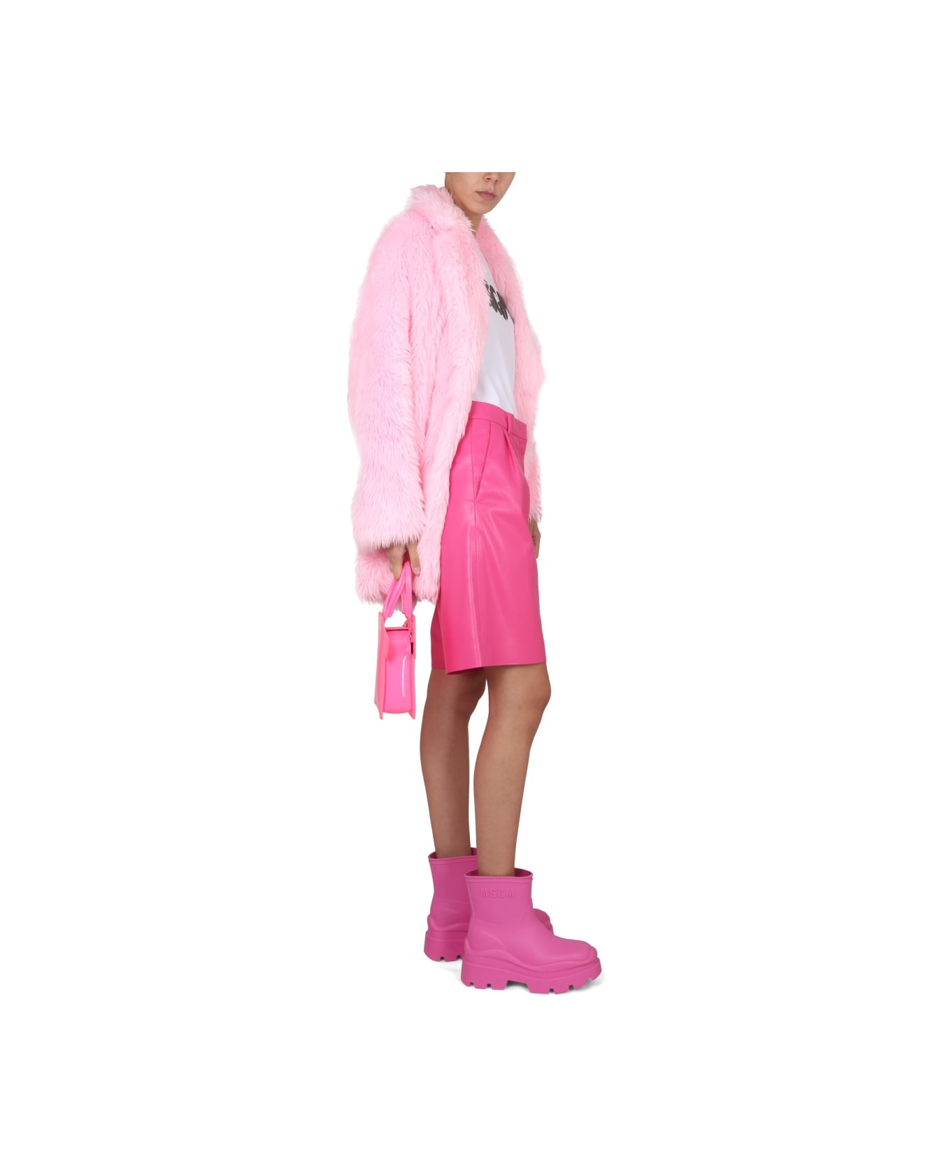 MSGM Faux Leather Bermuda Shorts - PINK
