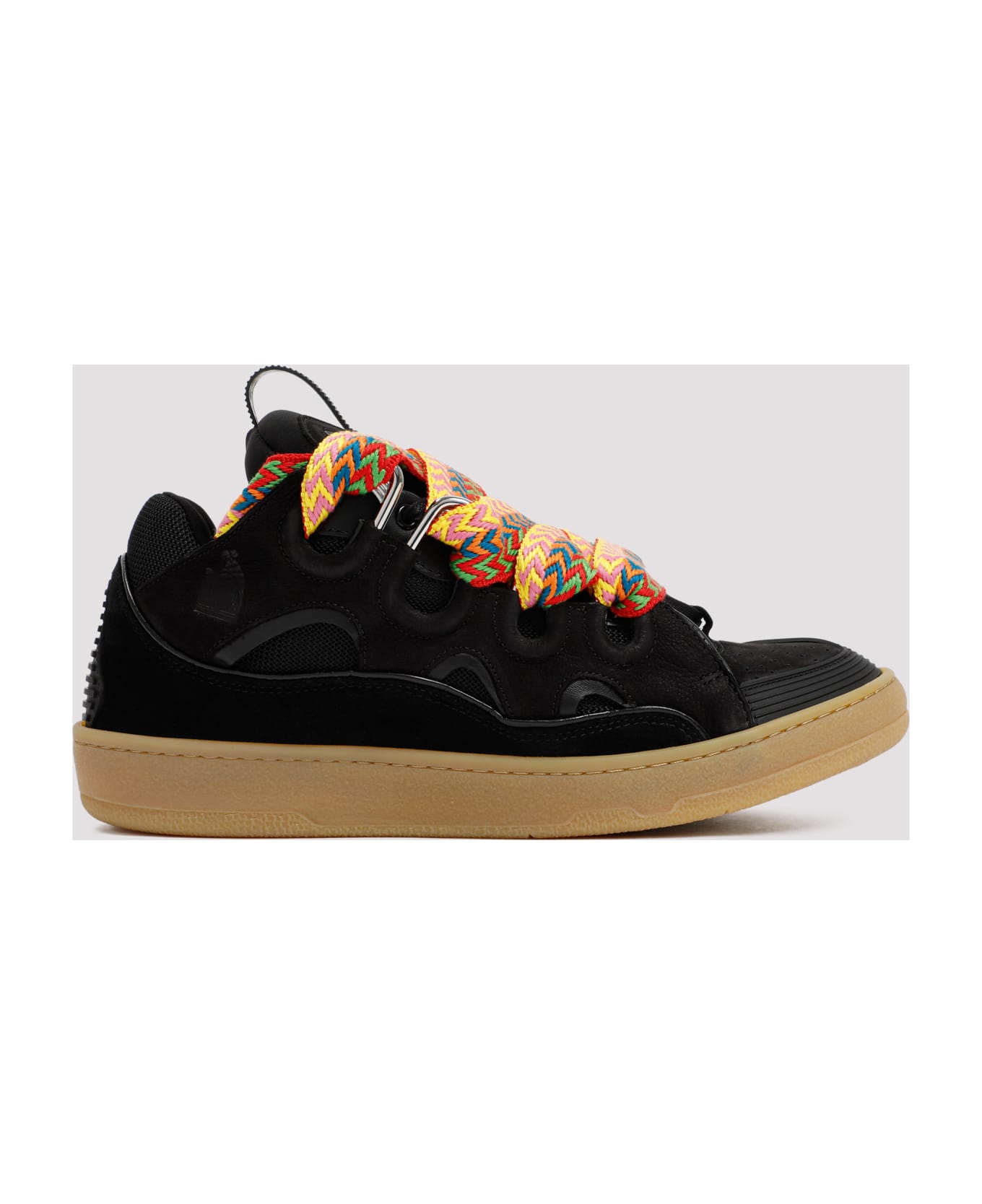 Lanvin Suede Leather Curb Sneakers - Black