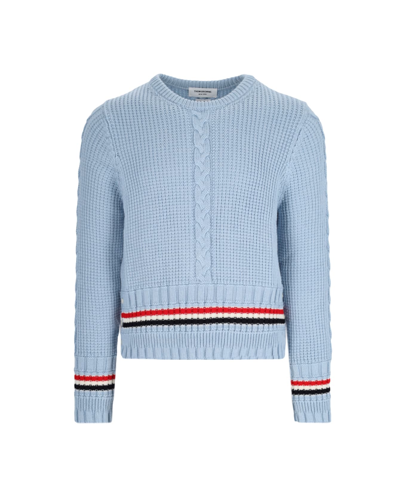 Thom Browne Long Sleeve Crew-neck Sweater - Light blue