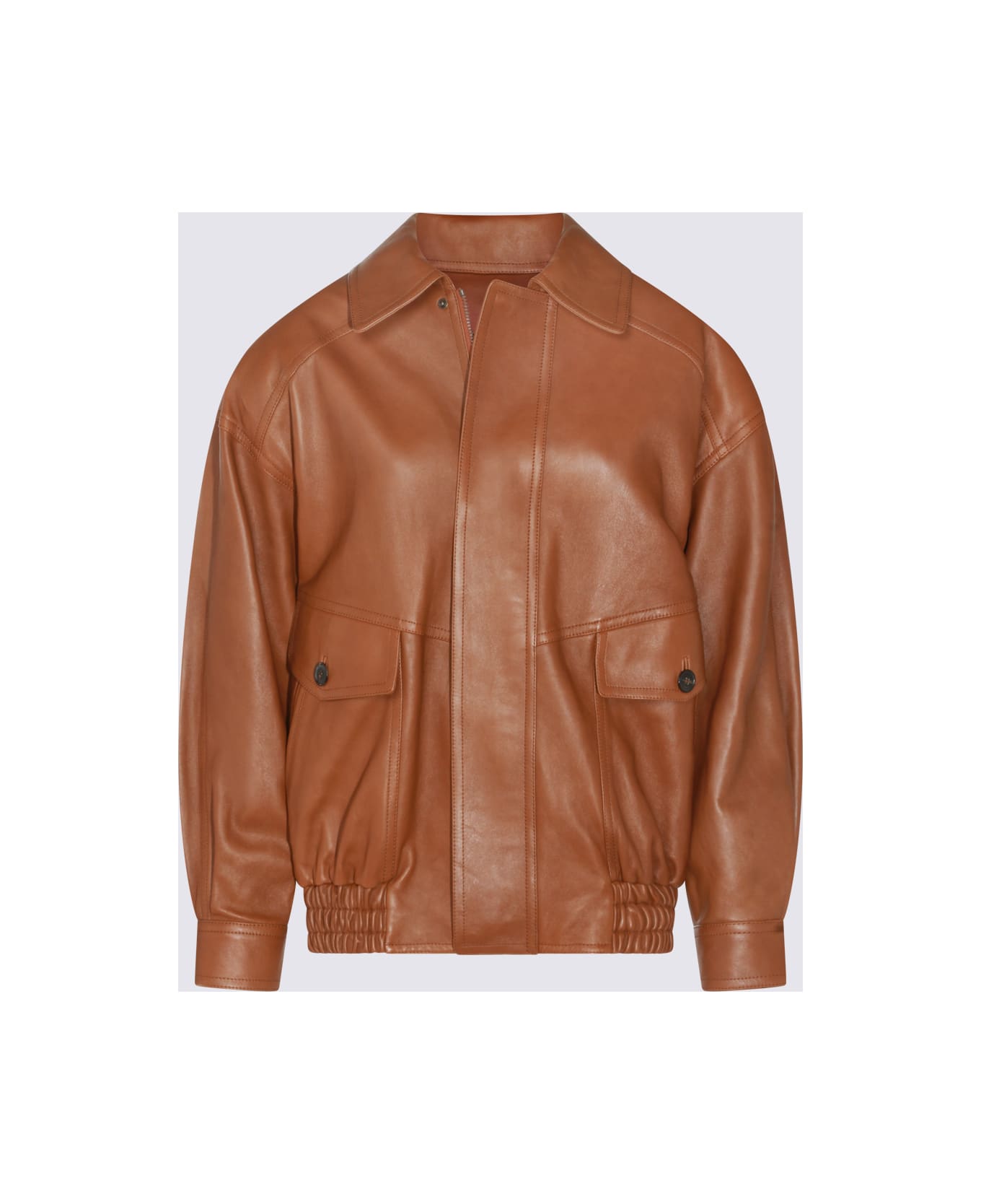 Saint Laurent Brown Leather Jacket - MARRON SENOIS