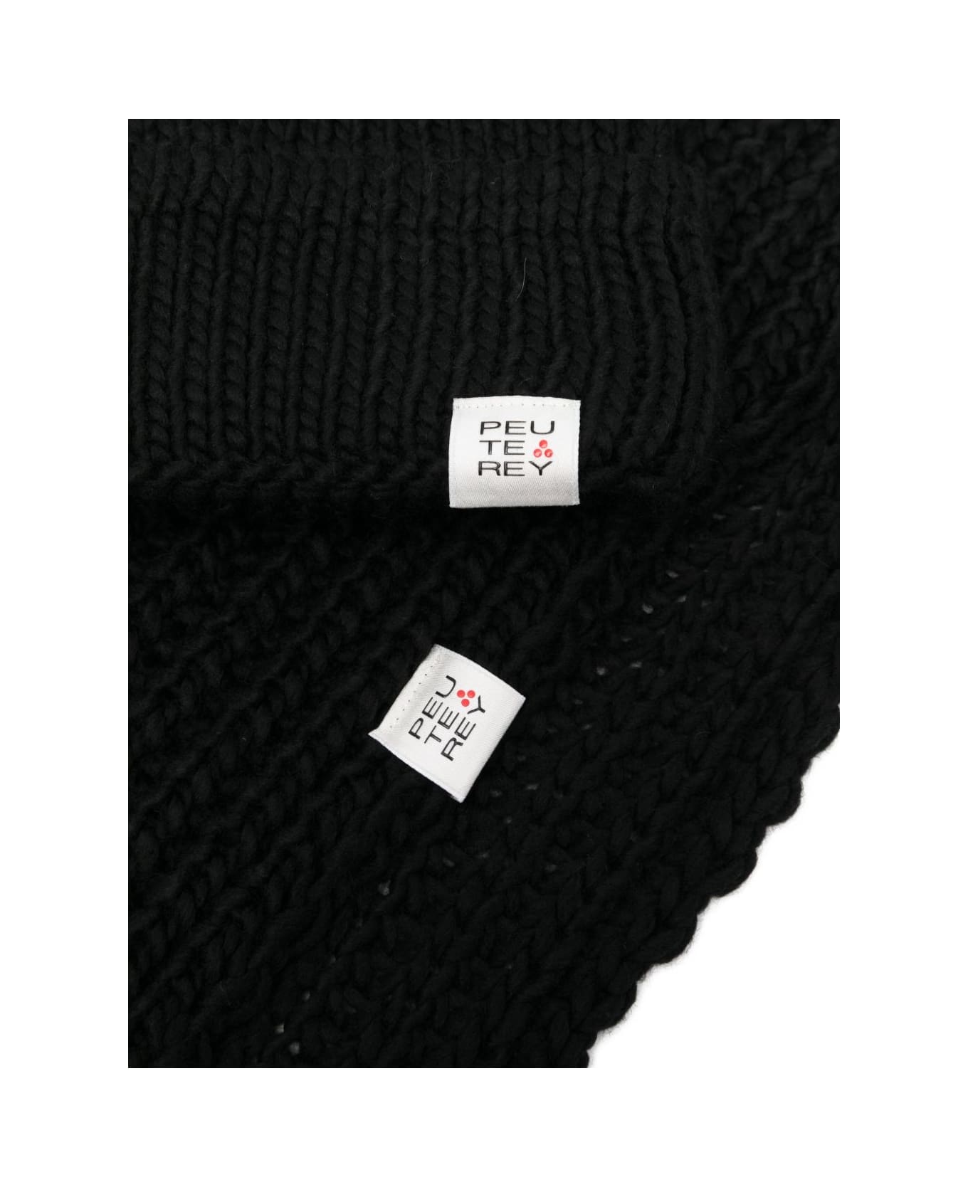 Peuterey Wool Beanie And Scarf Set - Black