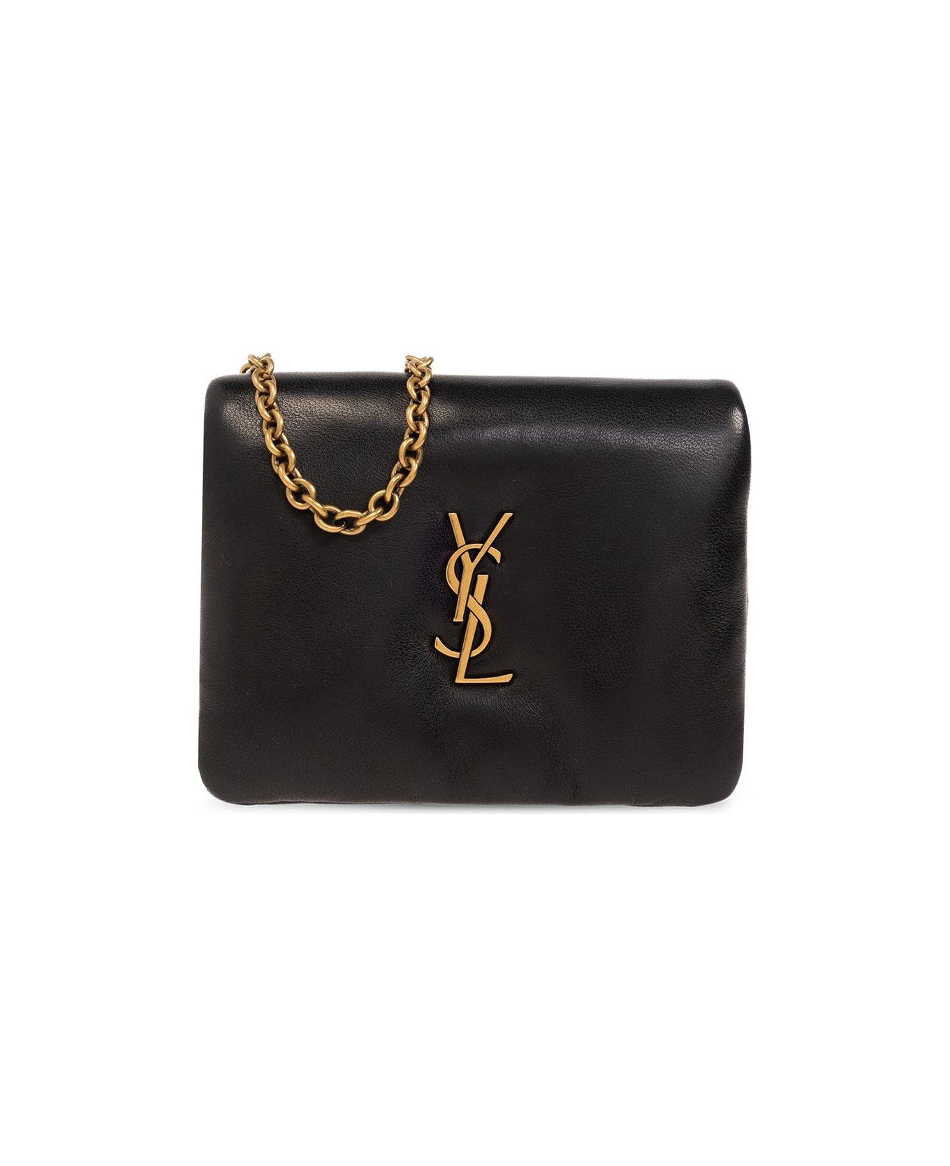 Saint Laurent Calypso Logo Plaque Padded Wallet - Black