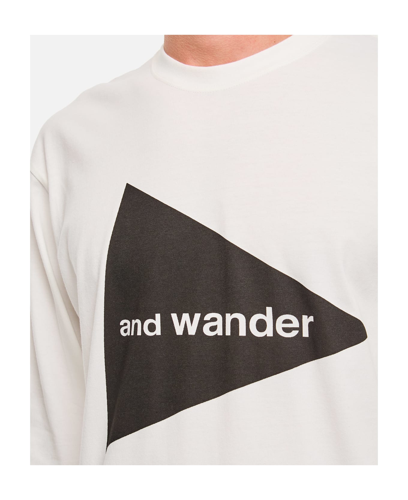 And Wander Logo Long Sleeves Tee - White