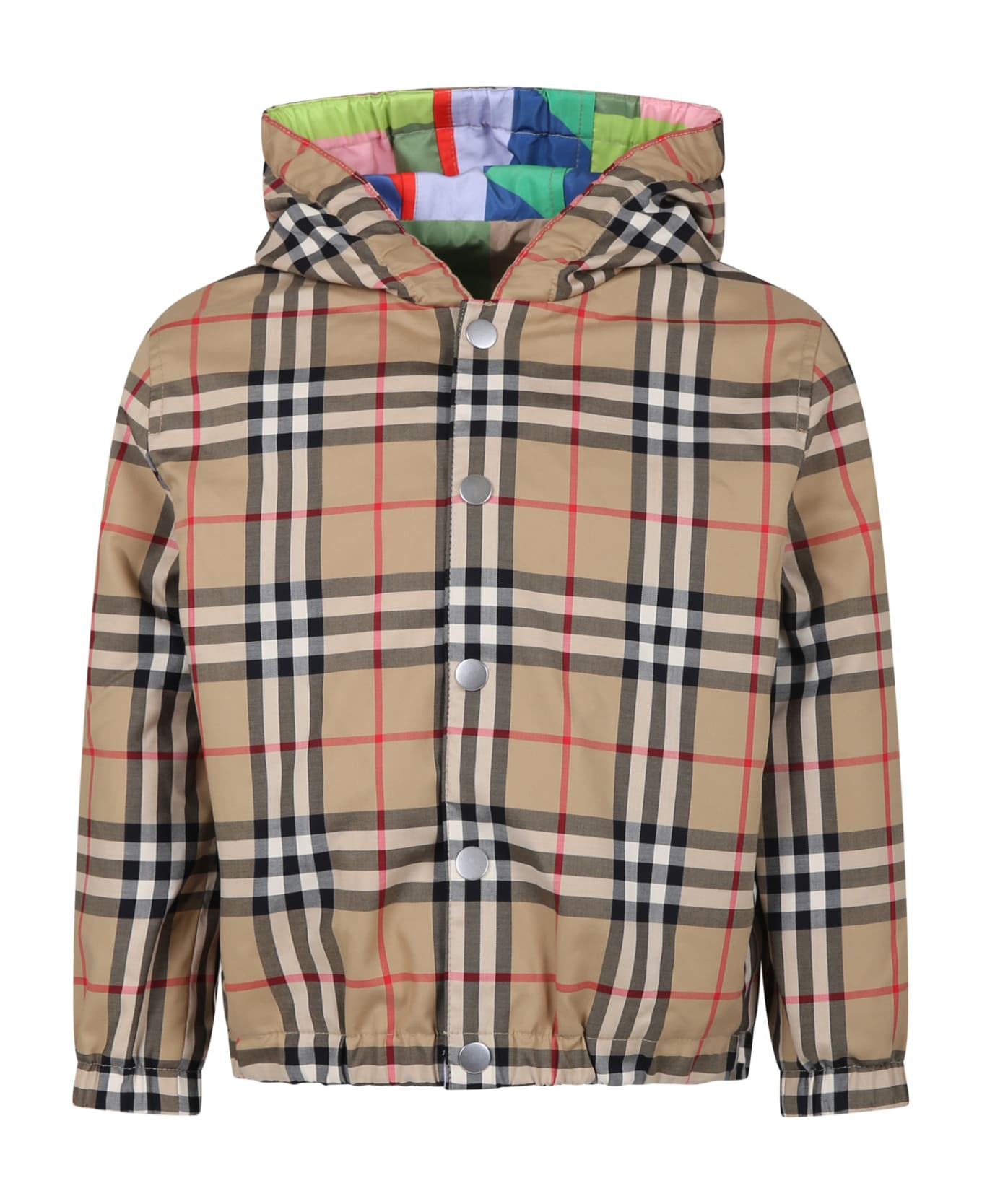 Burberry Beige Jacket For Boy With Iconic Vintage Check - Archive beige