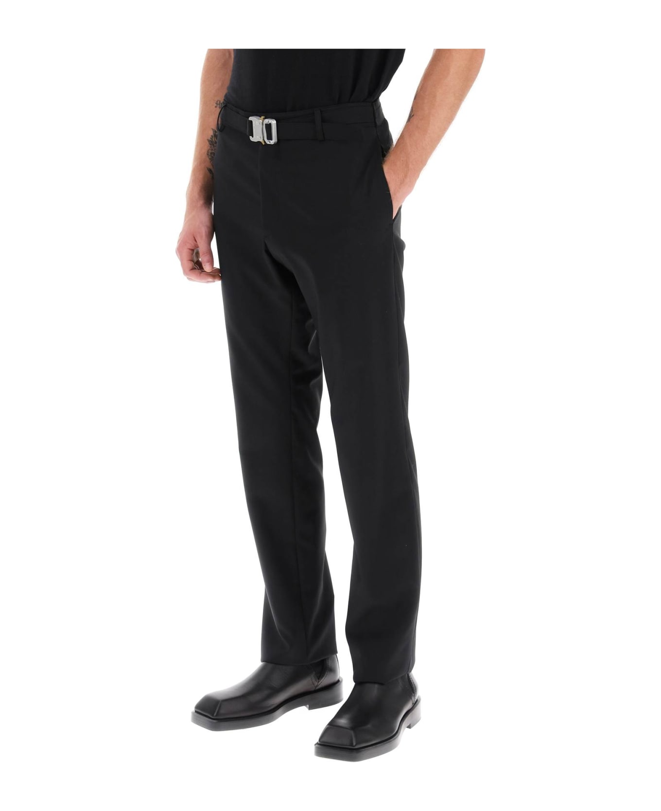 1017 ALYX 9SM Pants With Built-in Belt And Parachute Buckle - BLACK (Black) ボトムス
