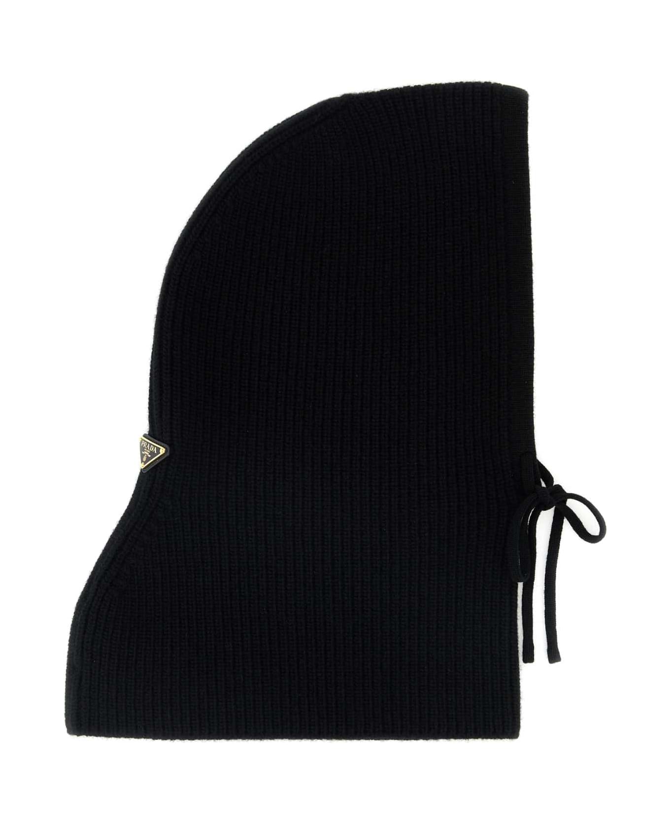 Prada Black Wool Blend Balaclava - NERO