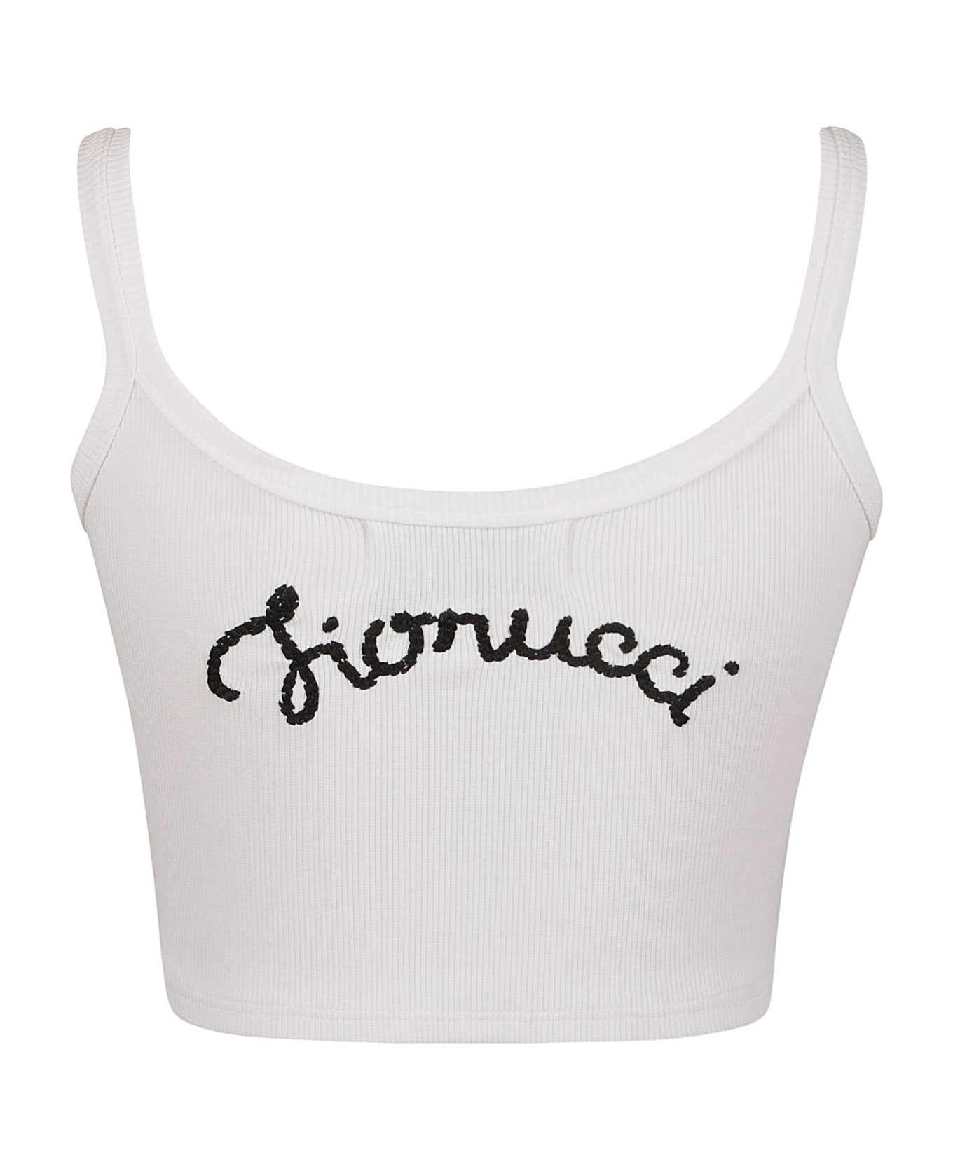 Fiorucci Embroidered Cropped Tank Top - White