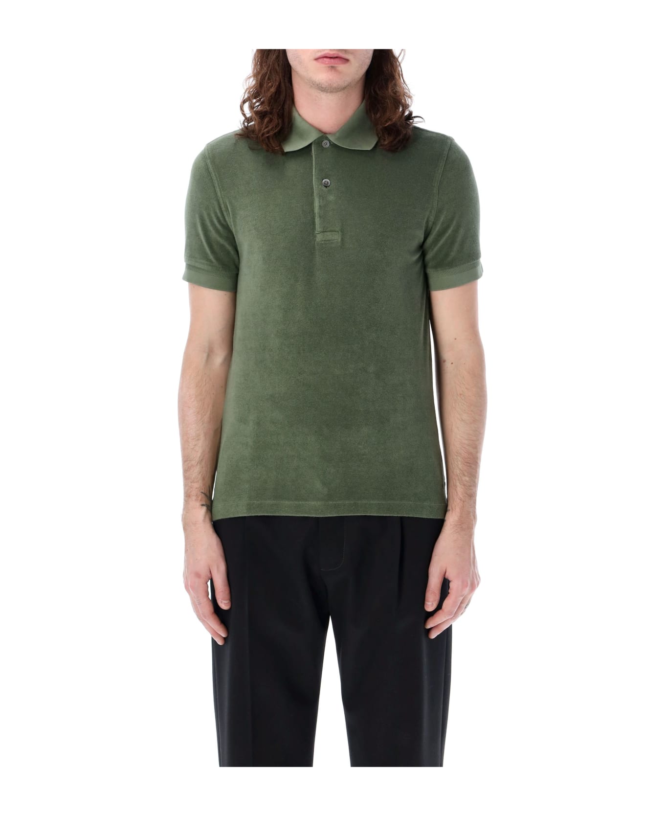 Tom Ford Towelling Polo - MILITARY