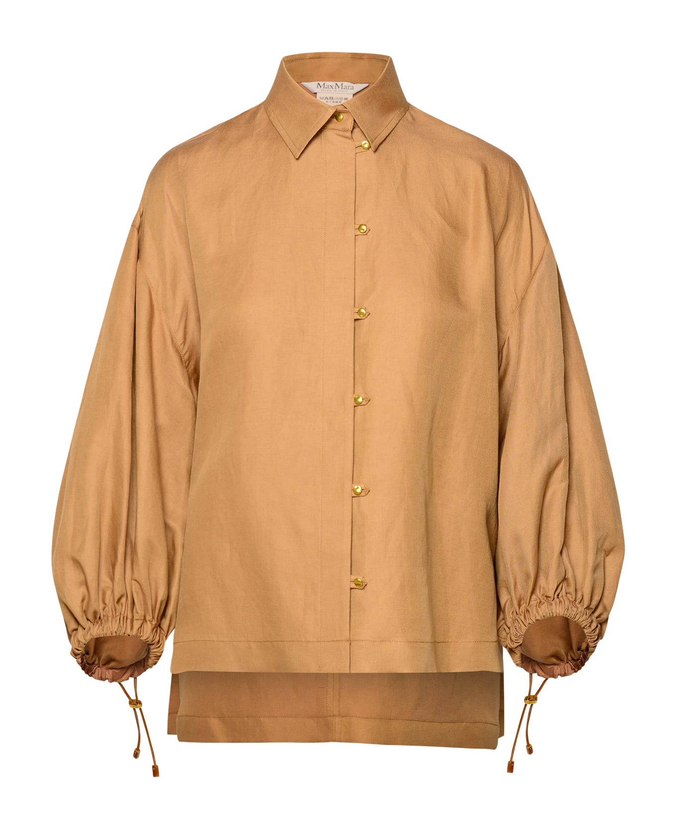 Max Mara 'rodeo' Clay Silk Blend Shirt - Brown