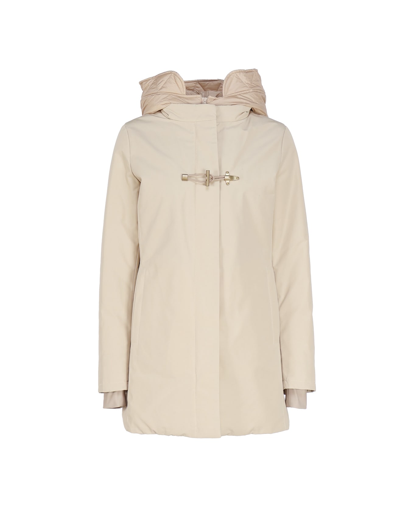 Fay Toggle Down Jacket With Hood - Beige