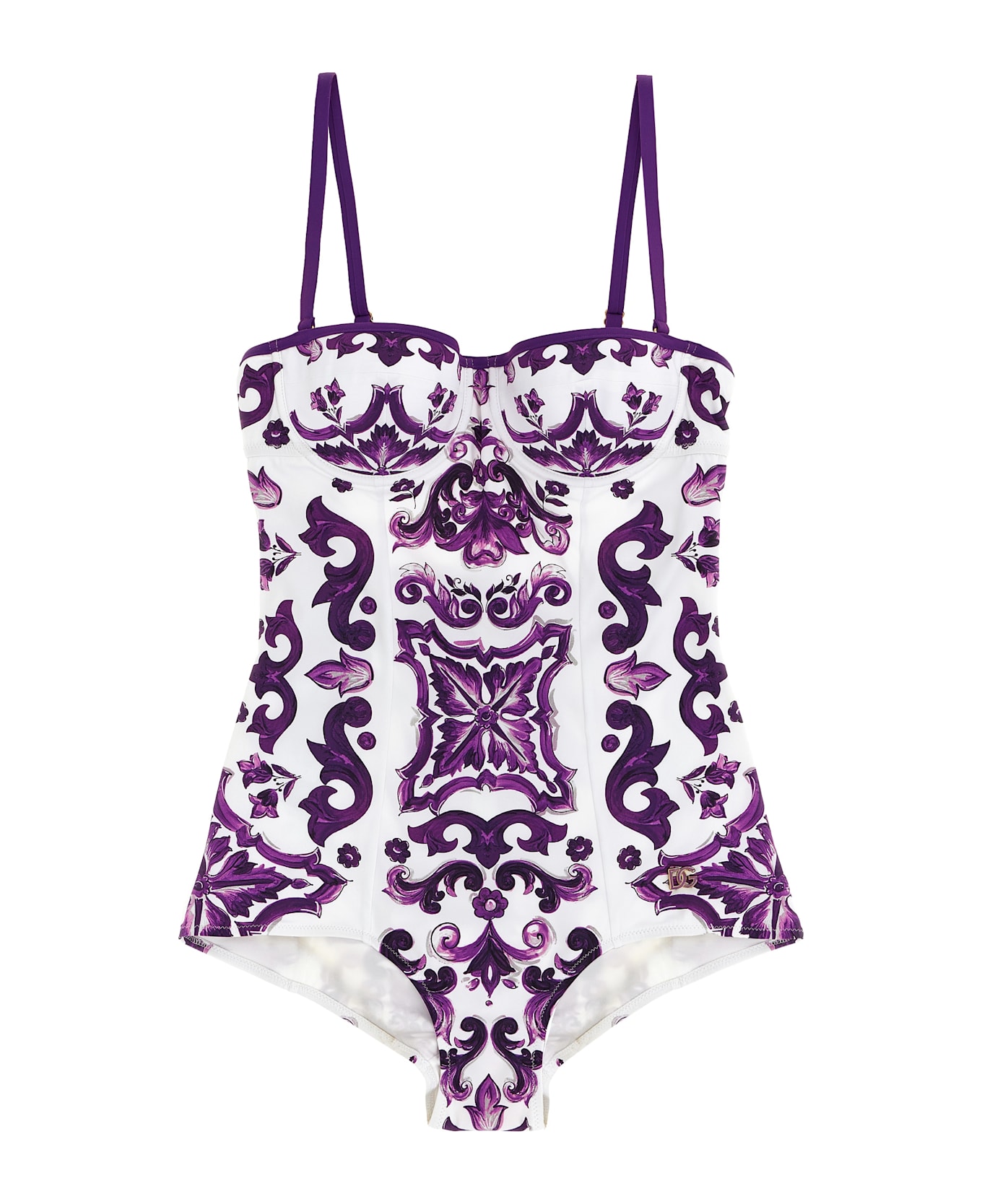 Dolce 
Gabbana 
maiolica
 Print One-piece Swimsuit - Purple