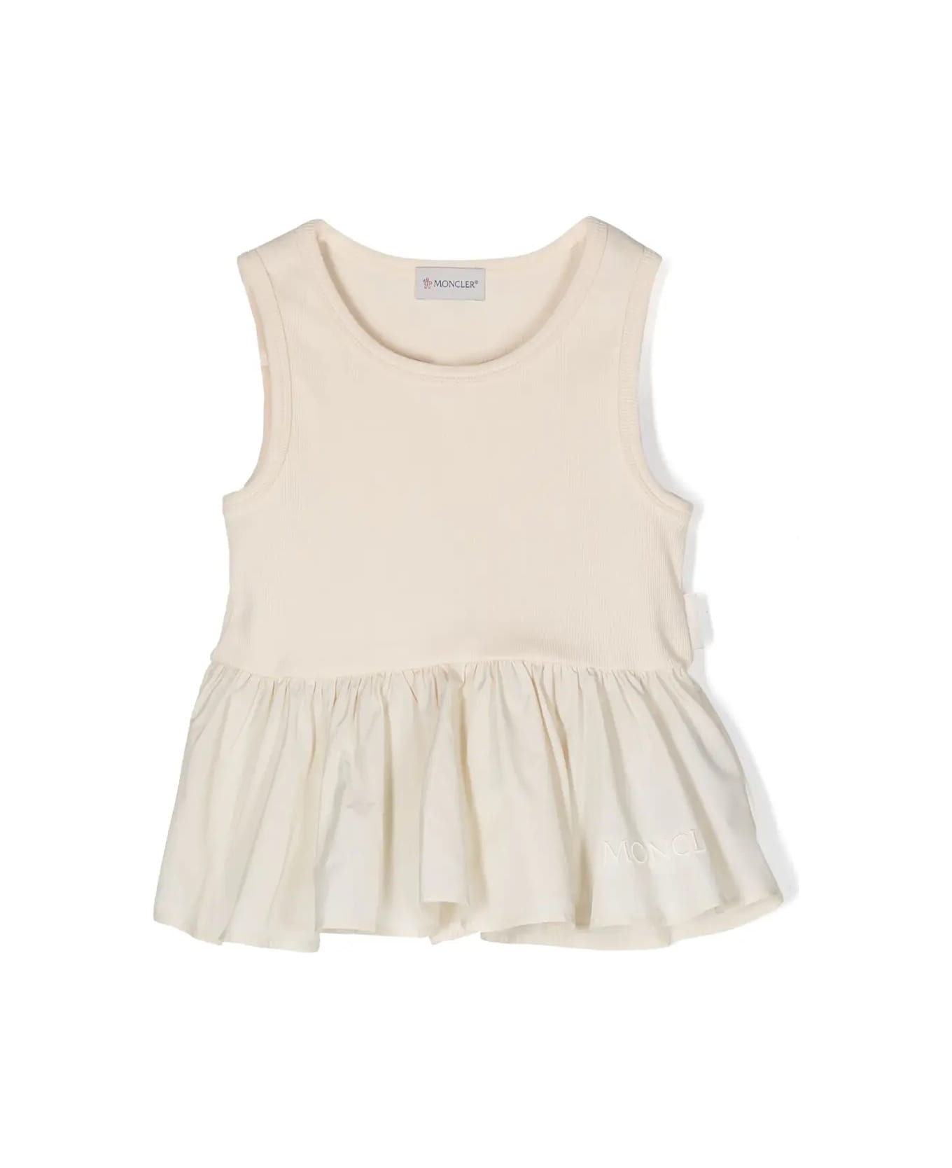 Moncler Ivory Peplum Top With Logo - White トップス