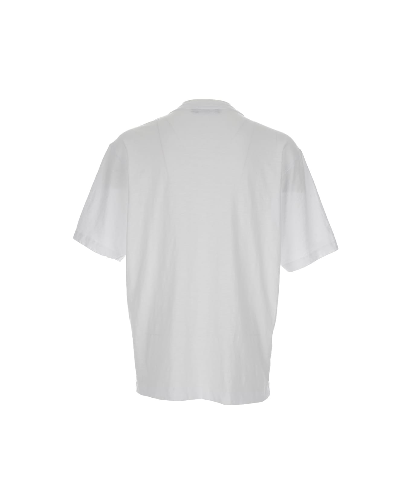 Dolce & Gabbana White Crewneck T-shirt With Contrasting Logo In Cotton Man - White