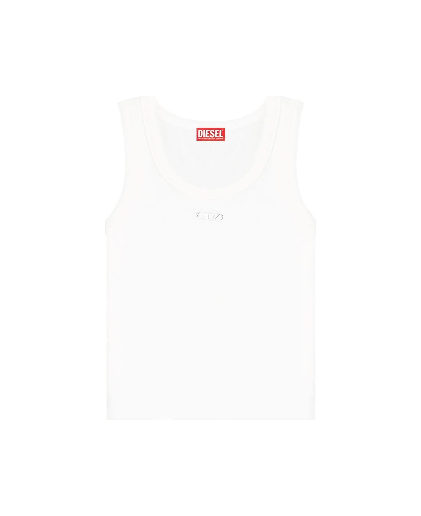 Diesel Logo Cotton Tank Top - White