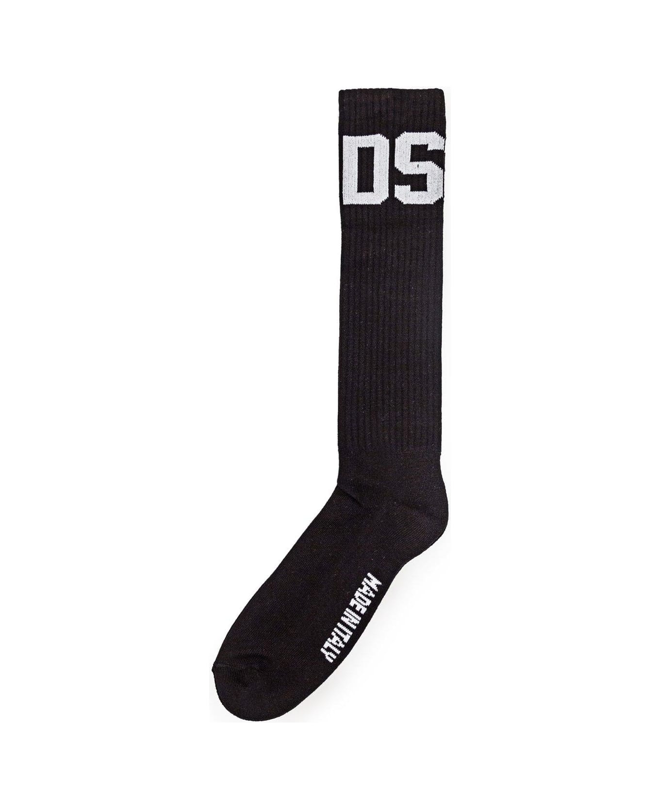GCDS Logo Intarsia Socks - Nero