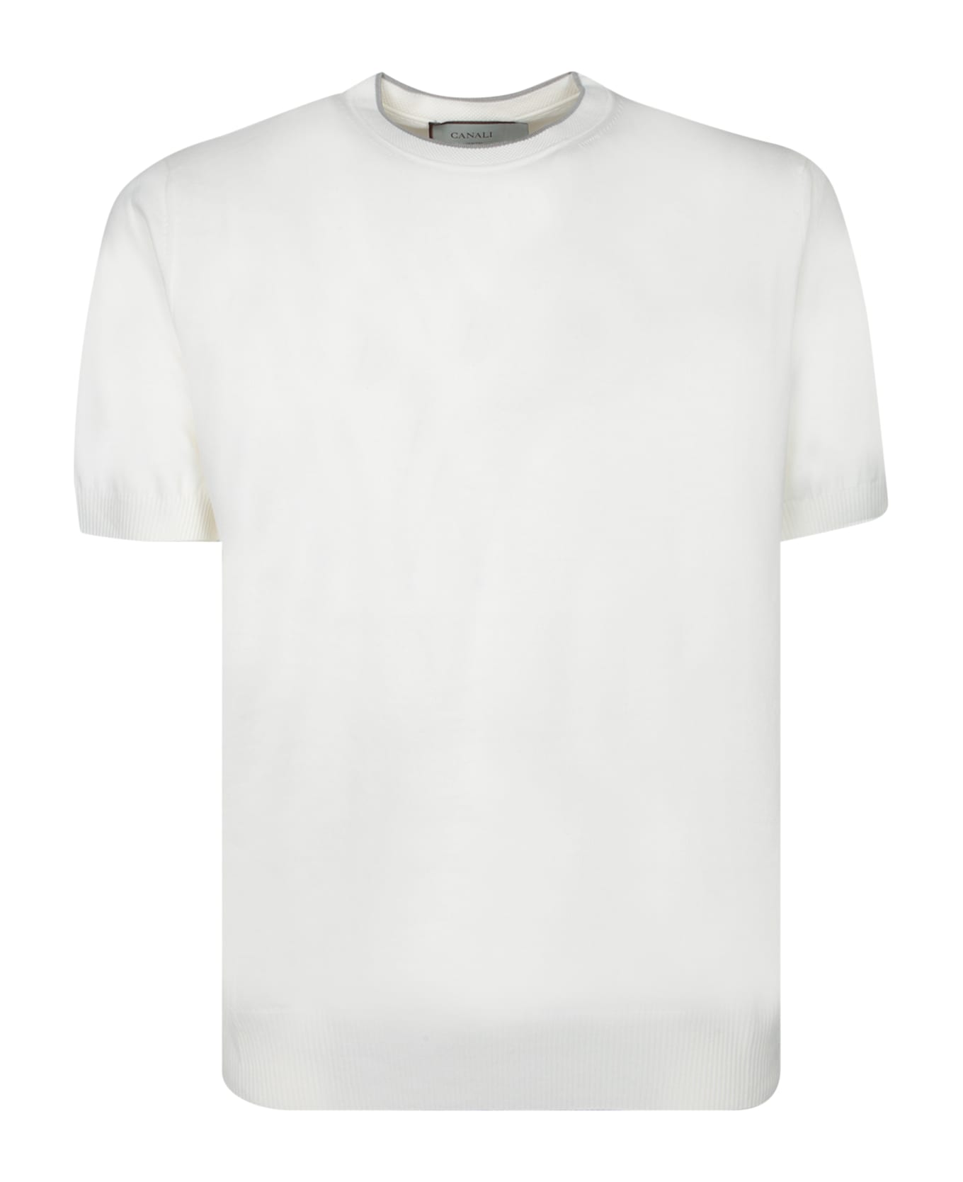 Canali White Cotton T-shirt - White