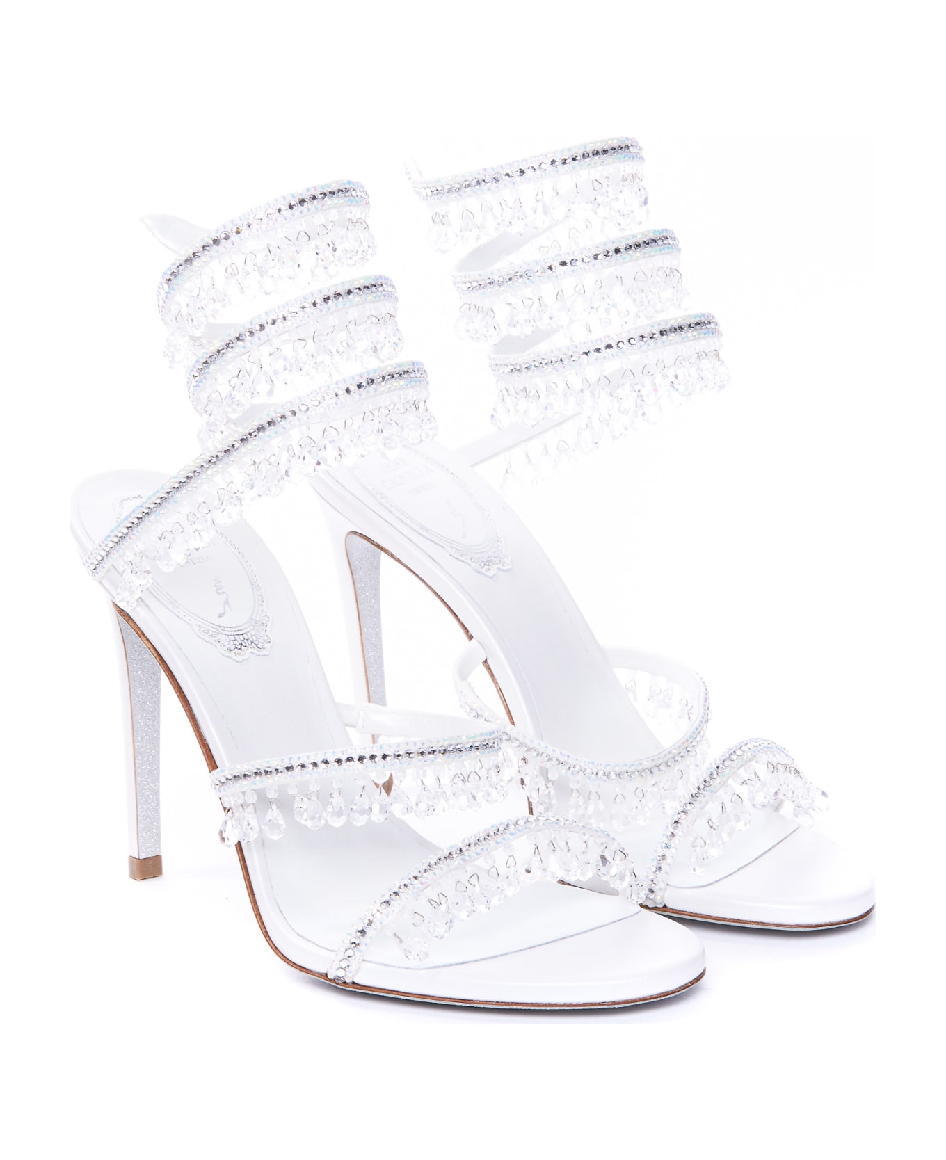René Caovilla Chandelier Sandals 105 - White