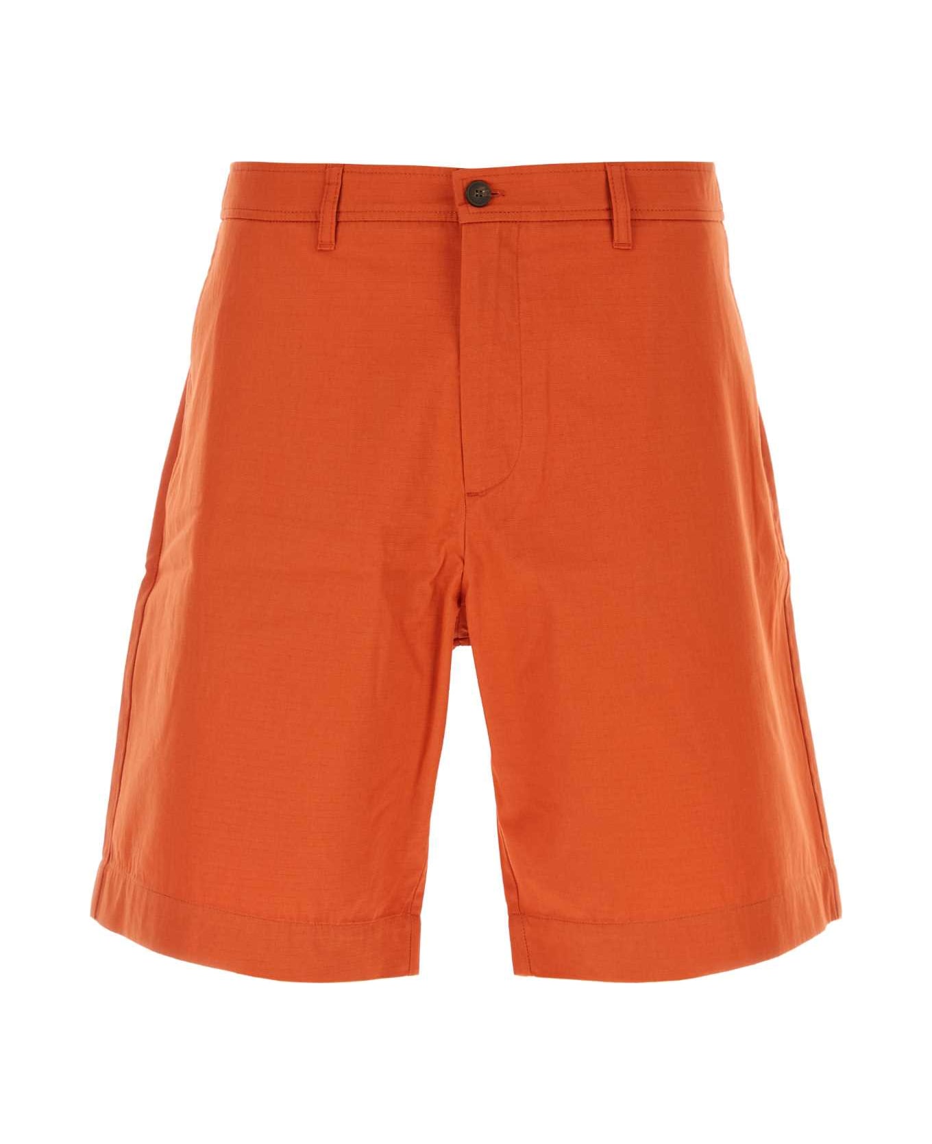 Maison Kitsuné Dark Orange Cotton Bermuda Shorts - PAPRIKA