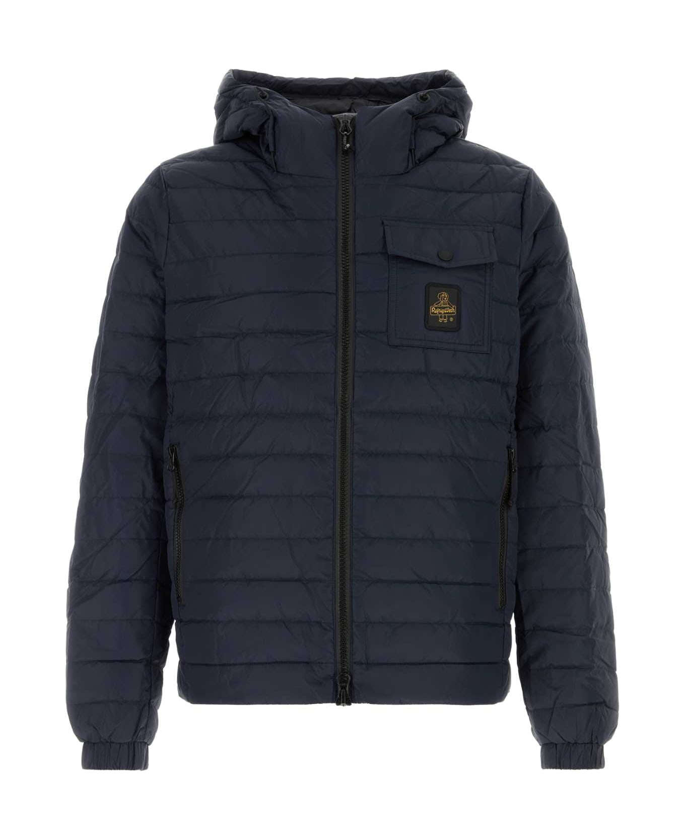 Refrigiwear Navy Blue Nylon Summer Down Jacket - DARKBLUE