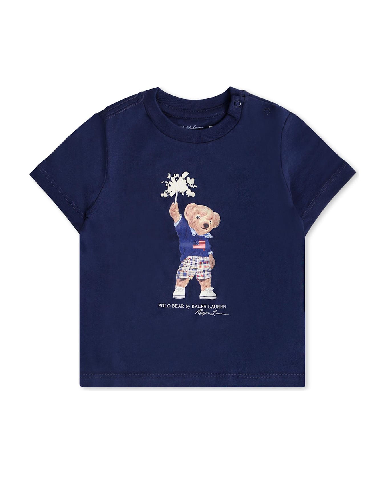 Ralph Lauren Blue T-shirt For Baby Boy With Polo Bear - Blue