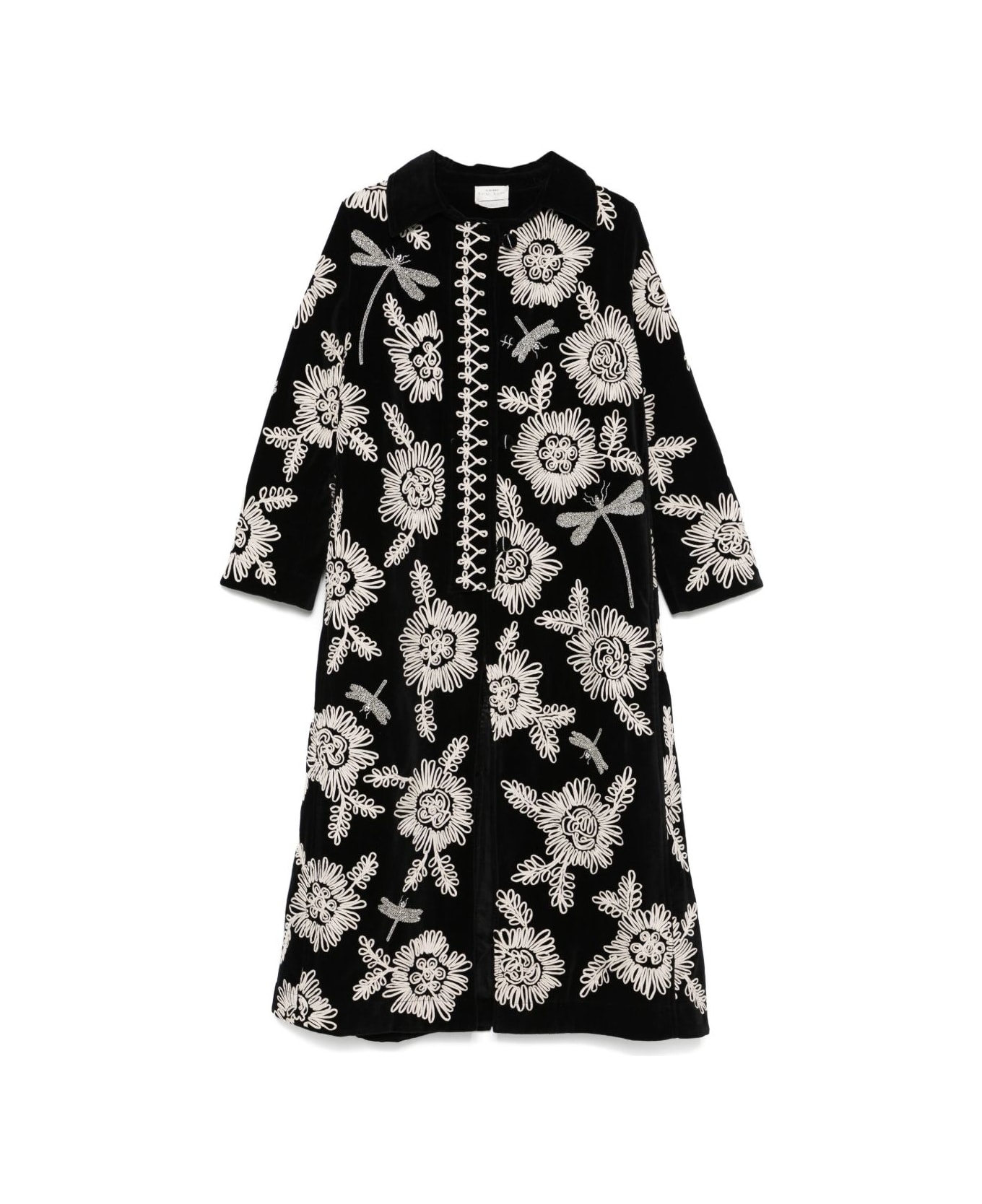 Forte_Forte Embroidered Long Coat - Black