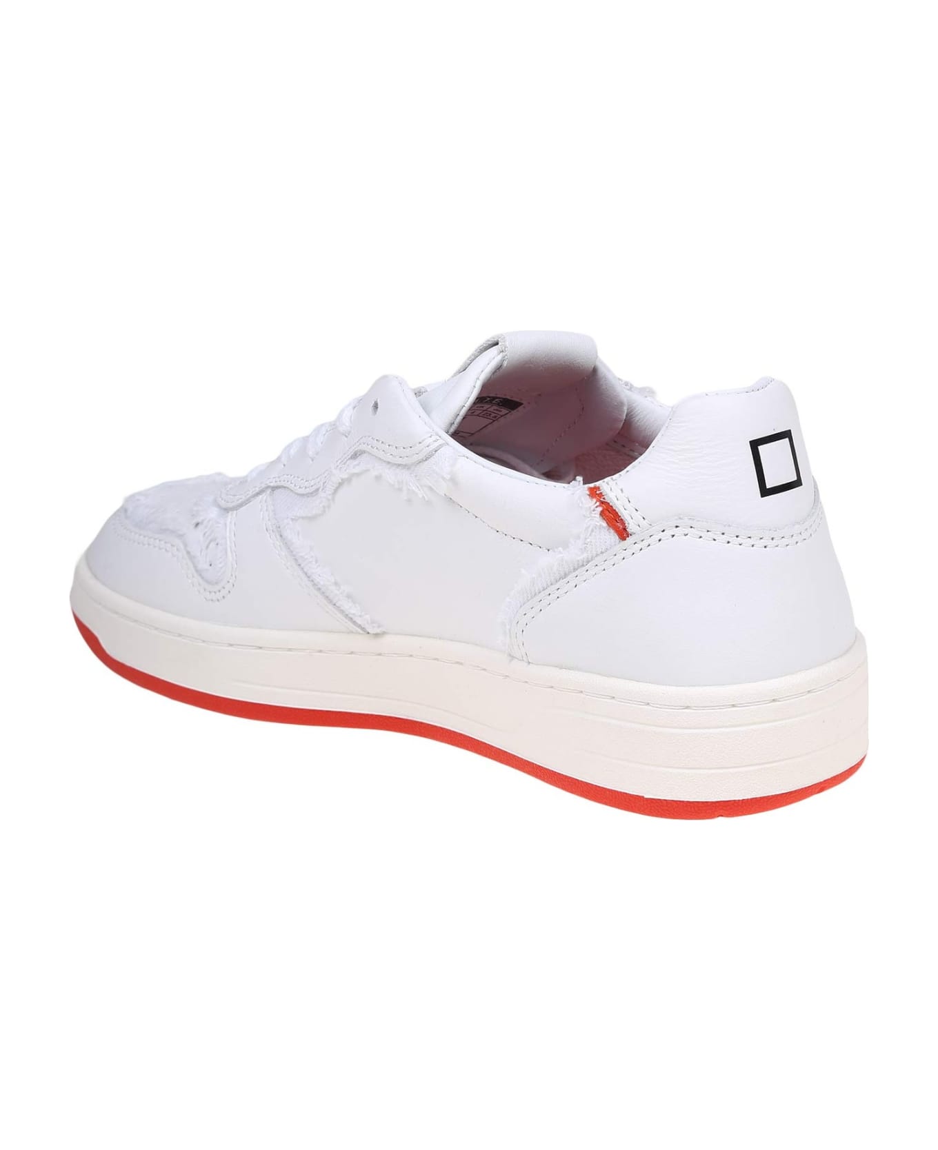 D.A.T.E. Court Sneakers In White Leather - CHERRY スニーカー