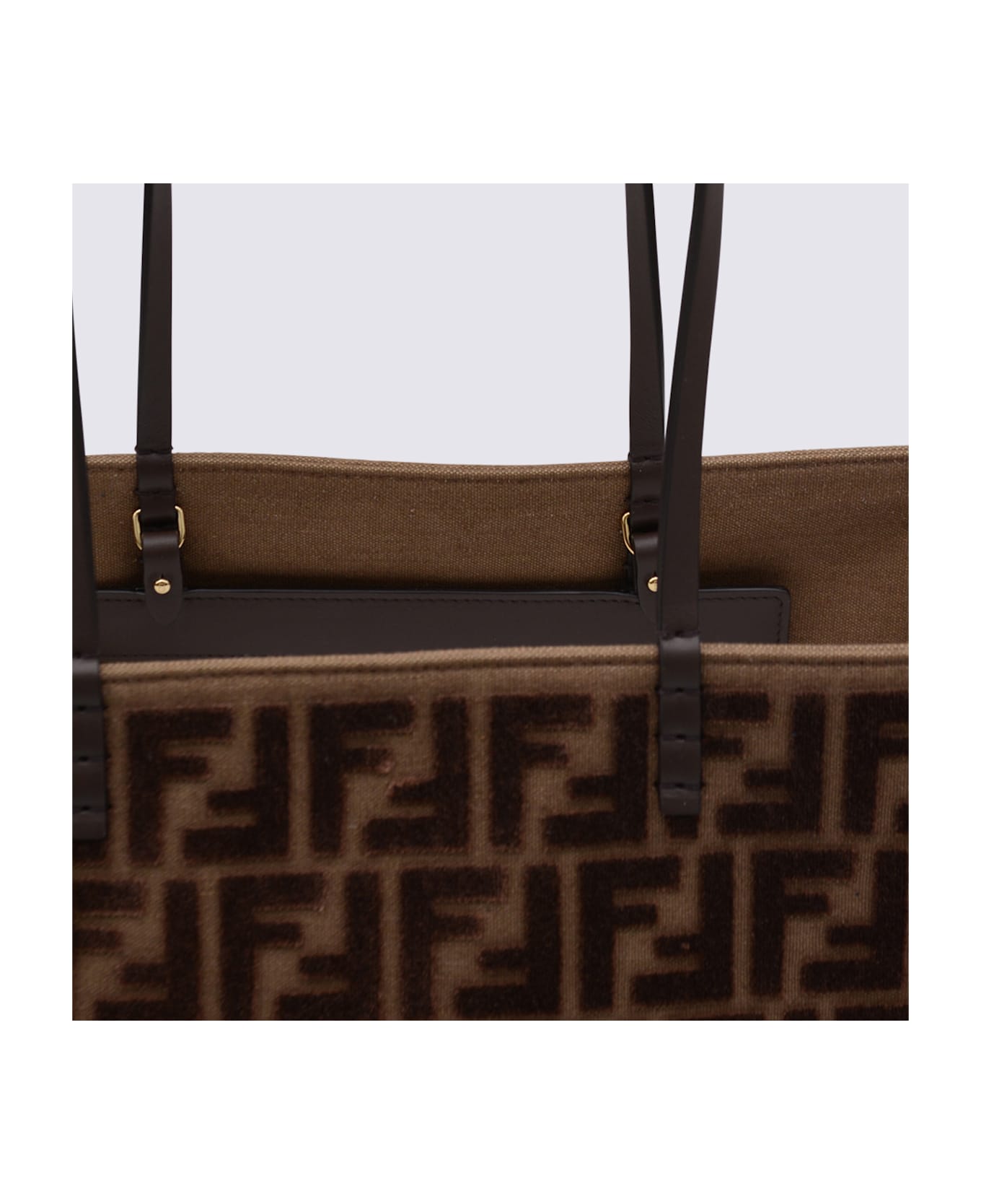 Fendi Brown Roll Large Zucca Velvet Tote - CHOCOLATE+OS