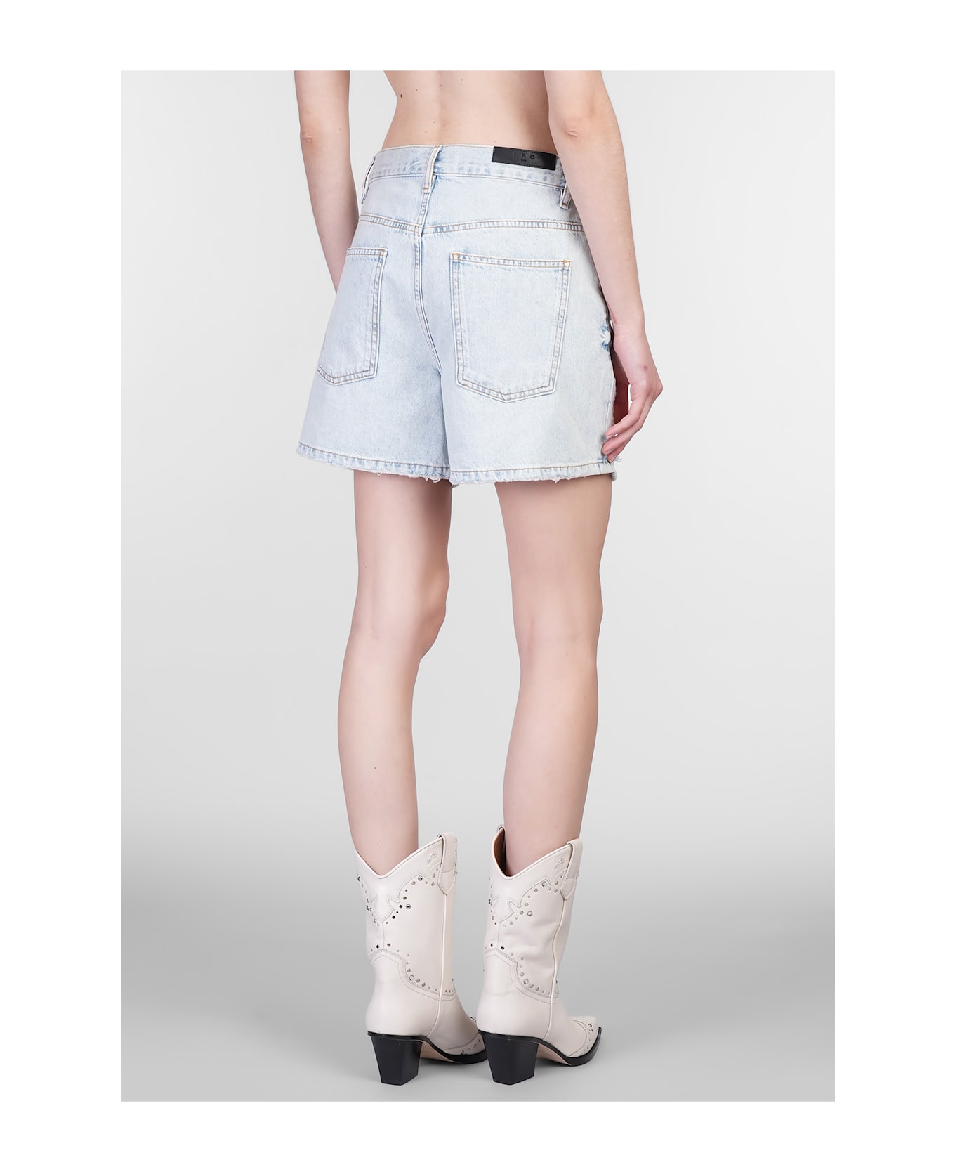 IRO Sascha Shorts In Blue Cotton - blue