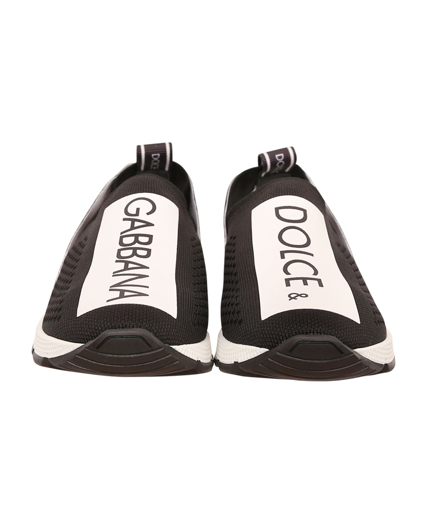 Dolce & Gabbana Black Sneaker With White And Black Logo - Black シューズ