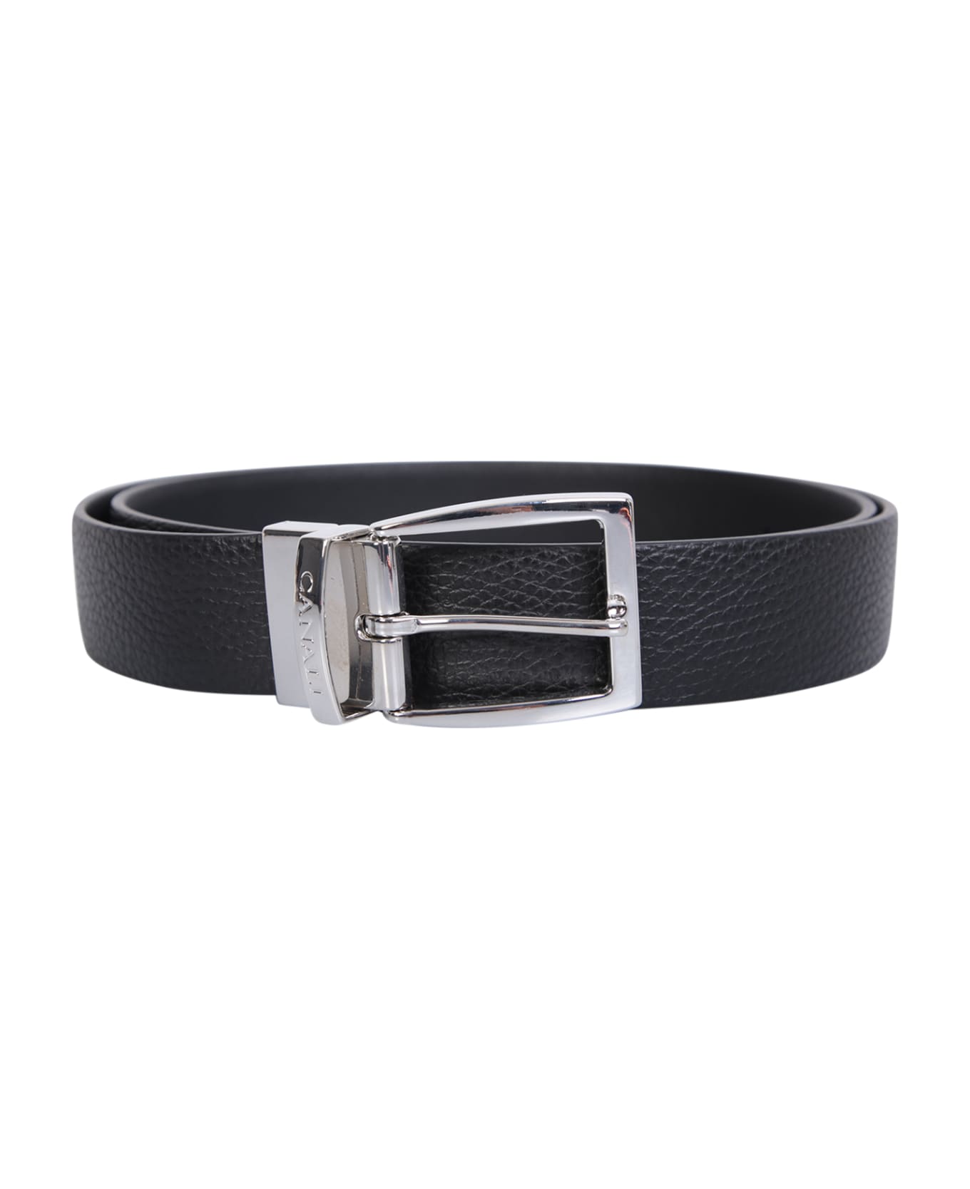 Canali Pabbled Leather Belt - Black