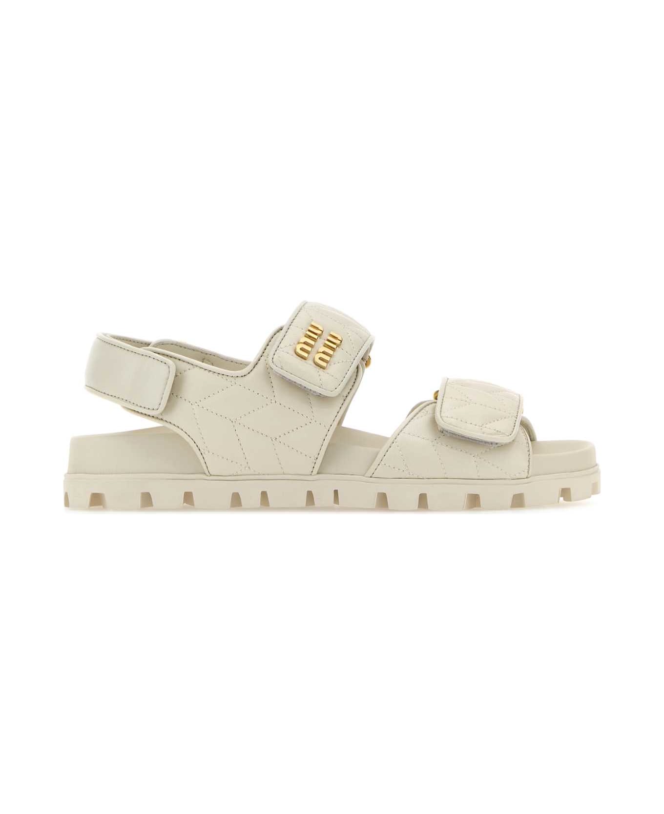 Miu Miu White Nappa Leather Sandals - BIANCO