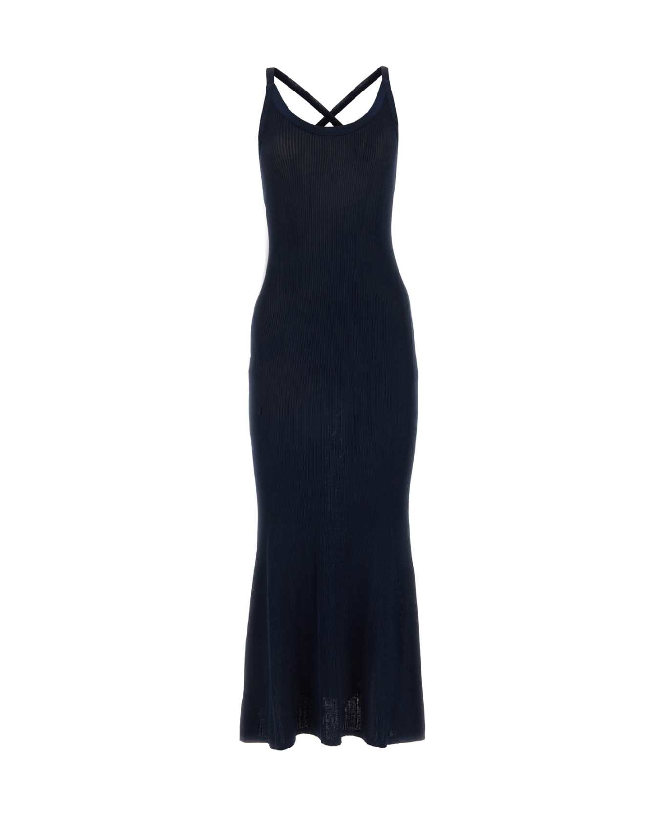 Prada Navy Blue Silk Blend Dress - BLEU