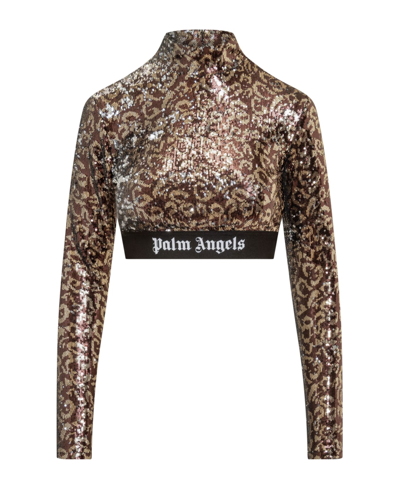 Palm Angels Embellished Polyester Top - BROWN