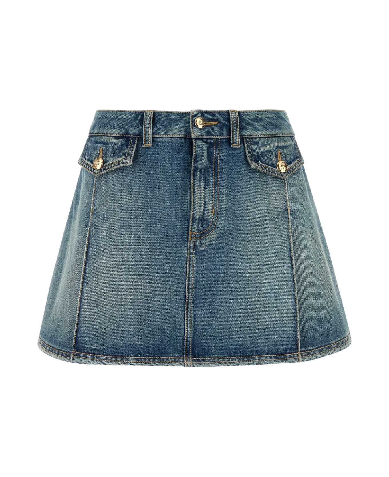 Alexander McQueen Denim Mini Skirt - INDIGOSTONEWASHED