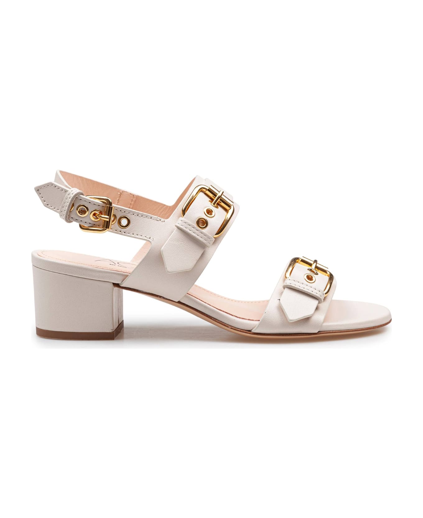 AGL Lala Straps Leather Sandal Chalk Color - PLASTER