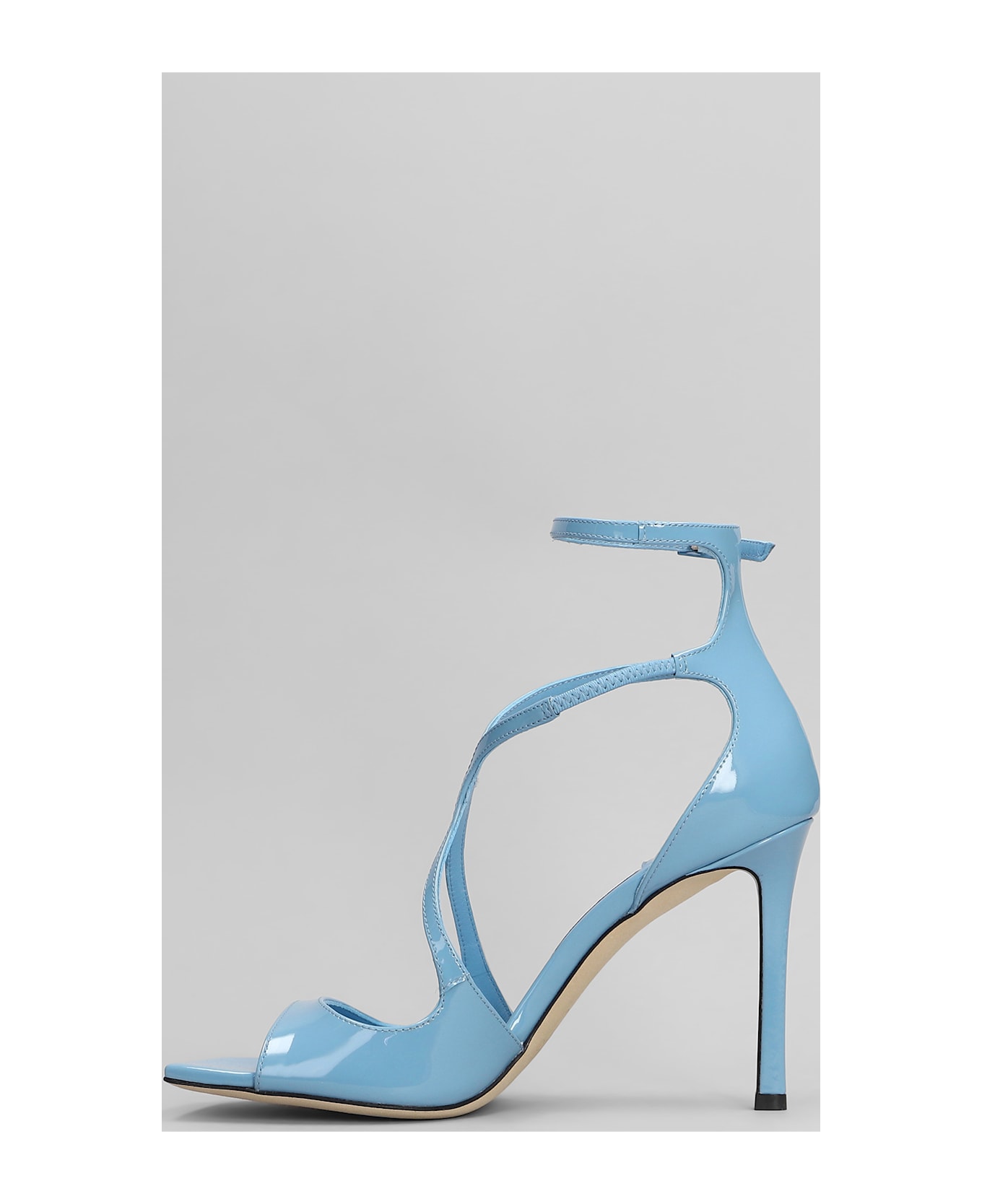 Jimmy Choo Azia 95 Sandals In Cyan Patent Leather - cyan