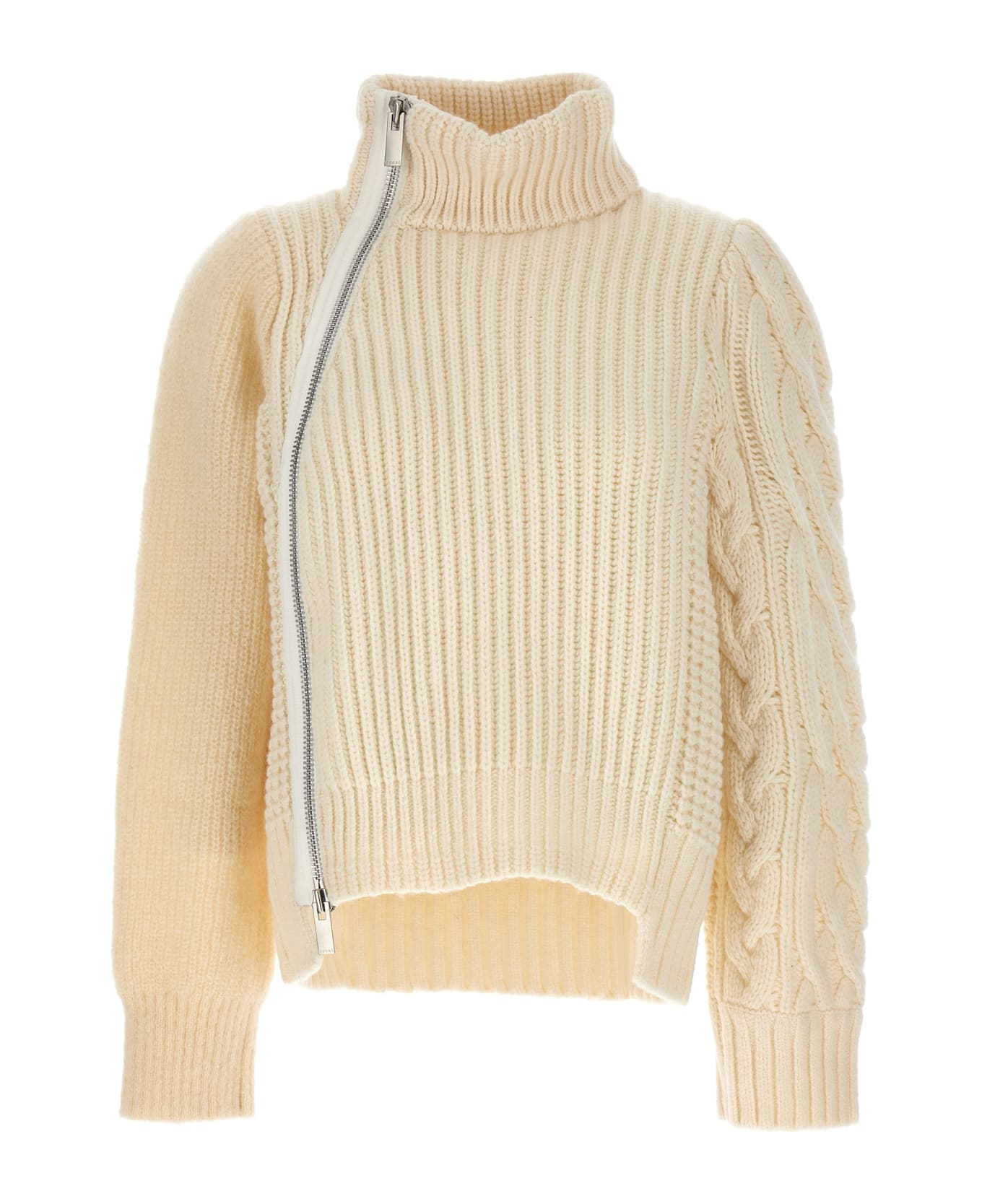 Sacai Zip Detail Sweater - White