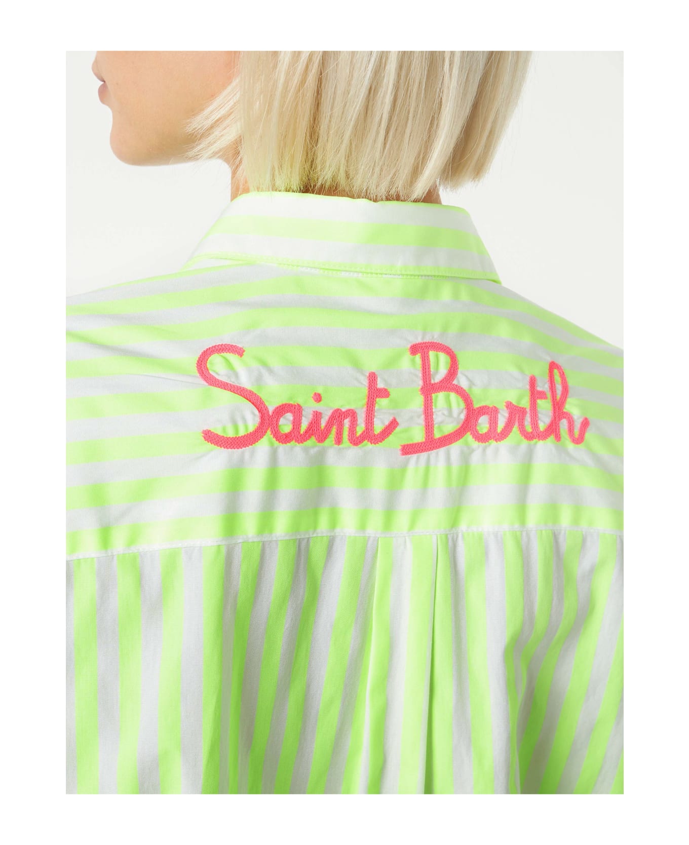 MC2 Saint Barth Striped Cotton Shirt With Saint Barth Embroidery - YELLOW