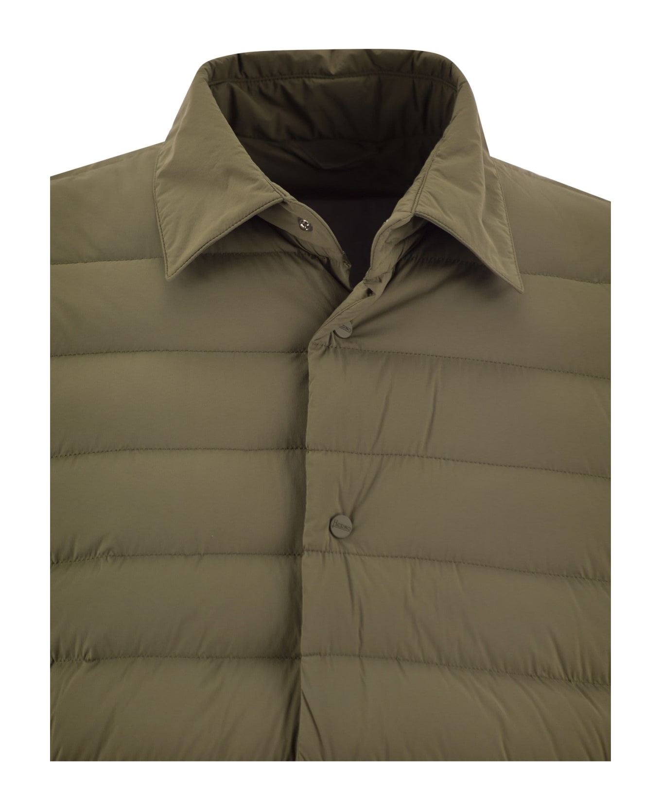 Herno Resort Shirt Down Jacket In Light Stretch Nylon - Light Military Green