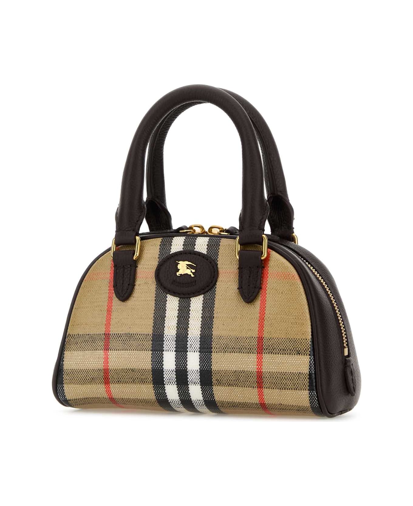 Burberry Embroidered Canvas Mini Highlands Handbag - SAND