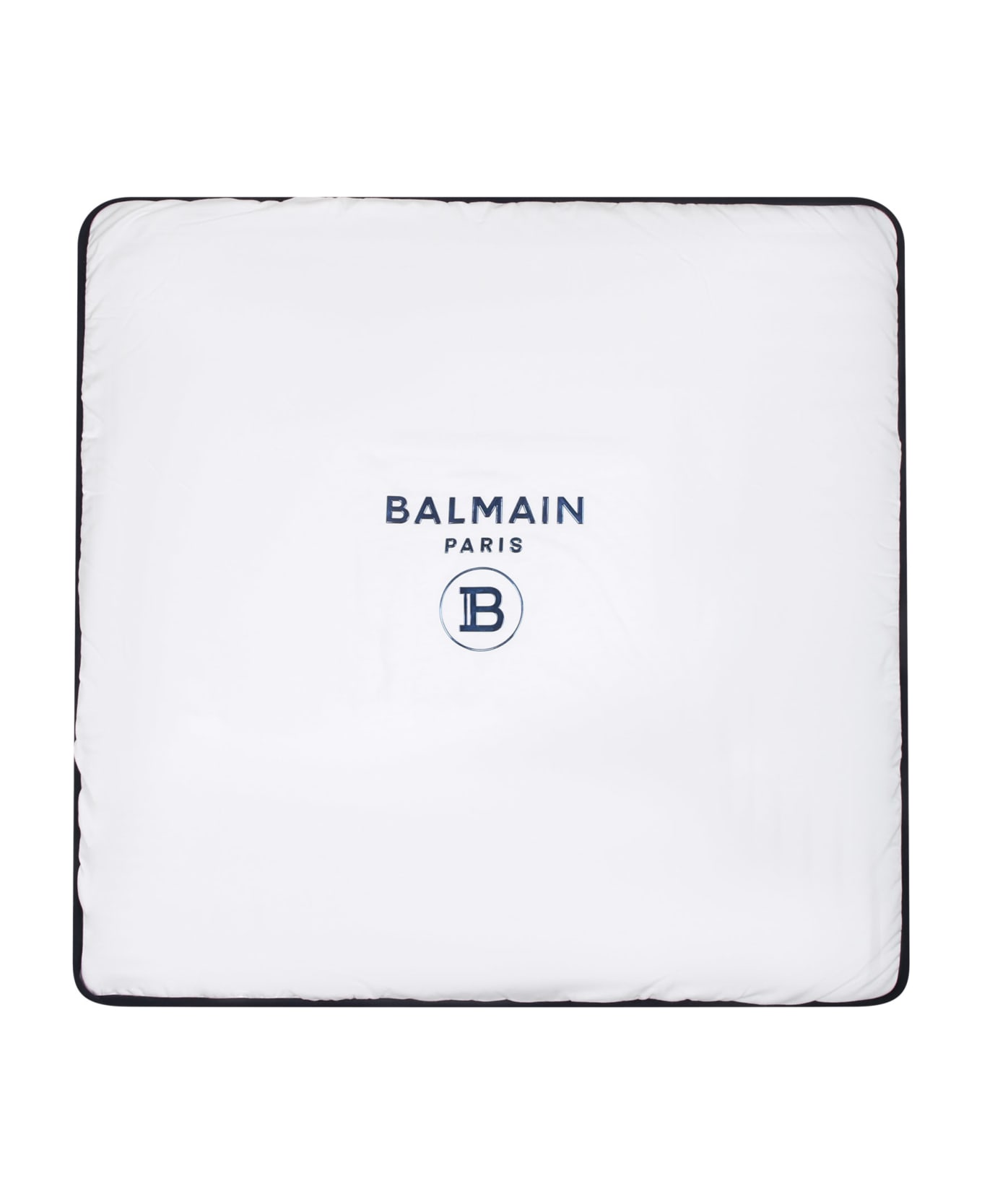 Balmain White Blanket For Babykids With Blue Logo - White アクセサリー＆ギフト
