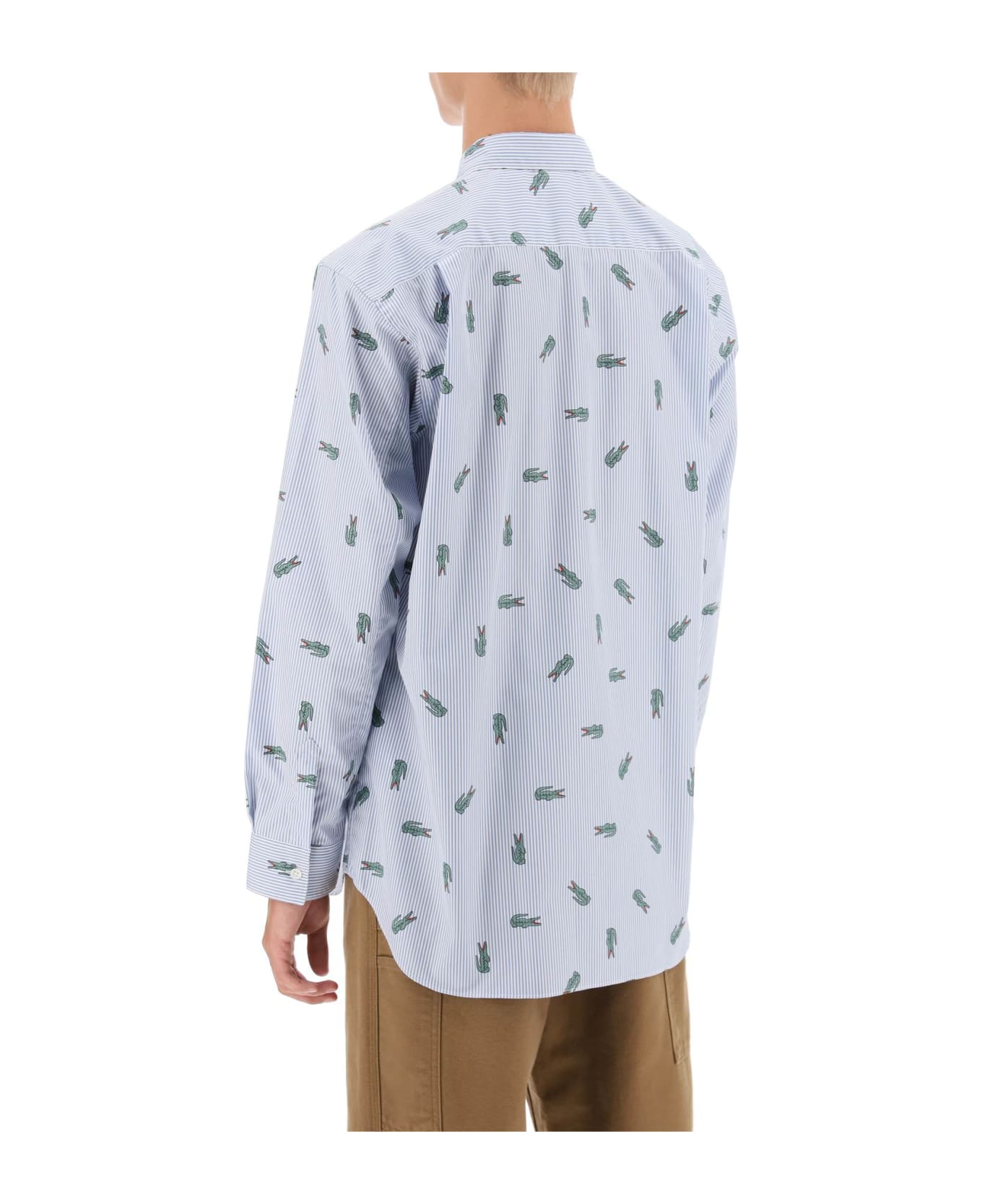 Comme des Garçons Shirt X Lacoste Oxford Shirt With Crocodile Motif - STRIPE (White) シャツ