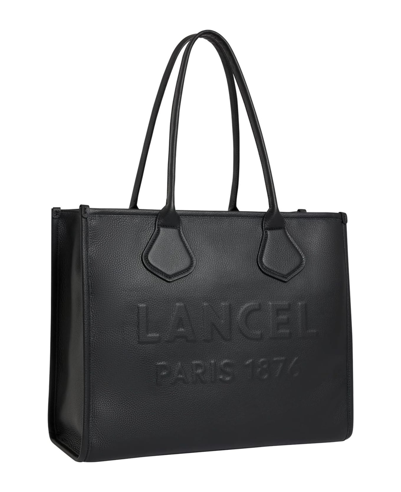 Lancel Black Grained Cowhide Leather Tote Bag - Black