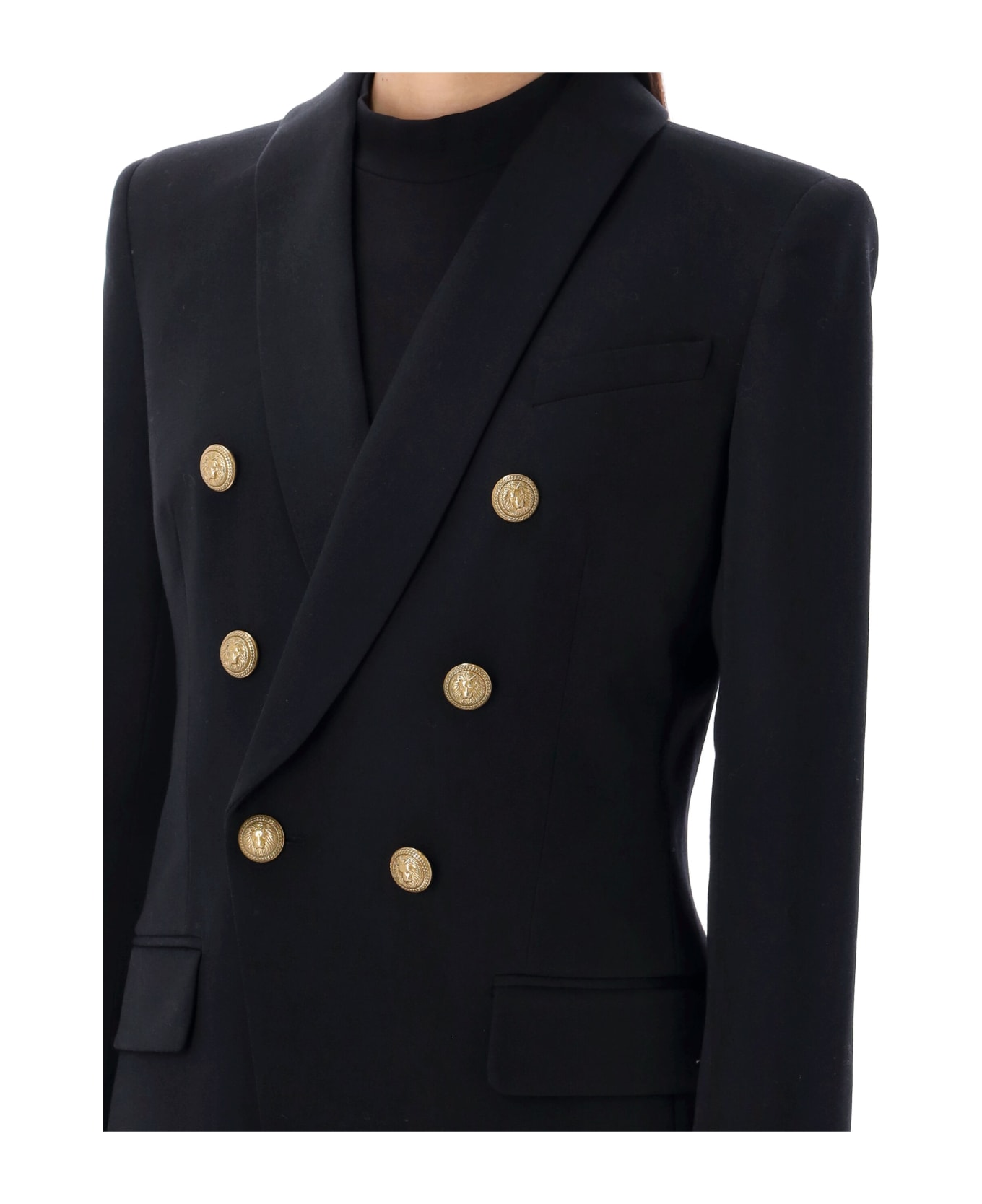 Balmain Double-breasted Jacket With Shaped Cut - BLACK ブレザー